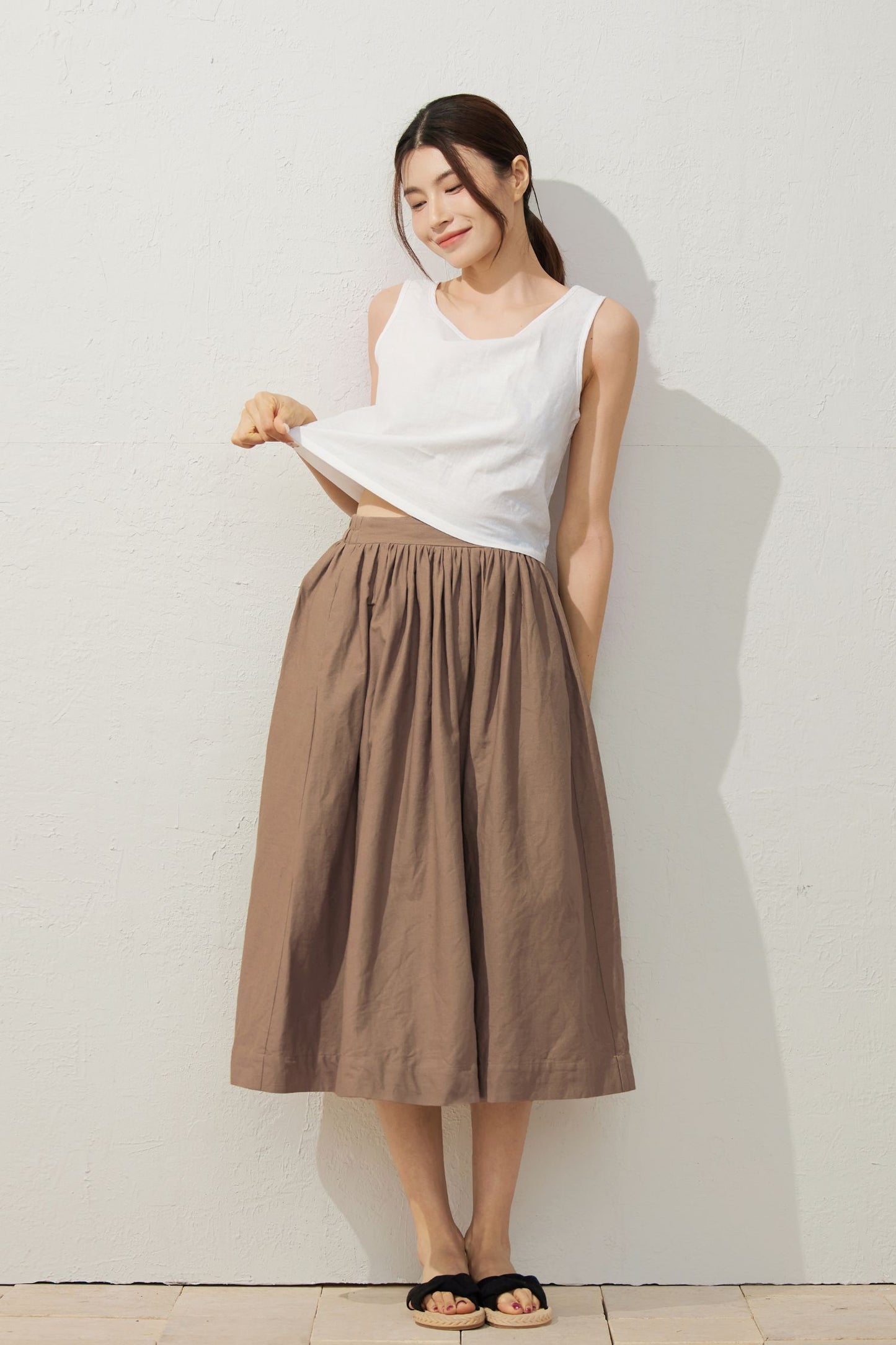 Loose fit summer Linen skirt C3943
