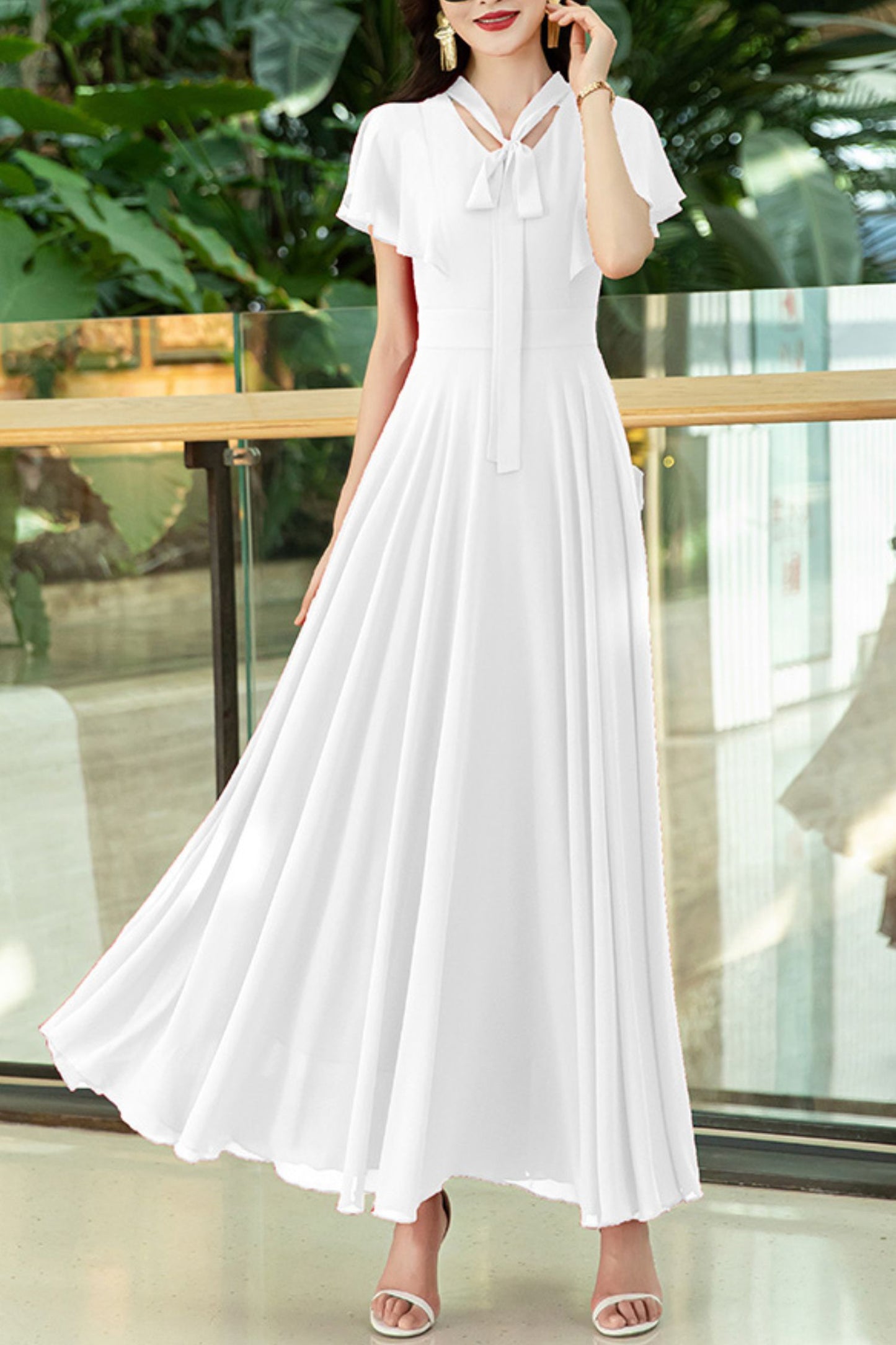 French chiffon summer large swing long dress C3991