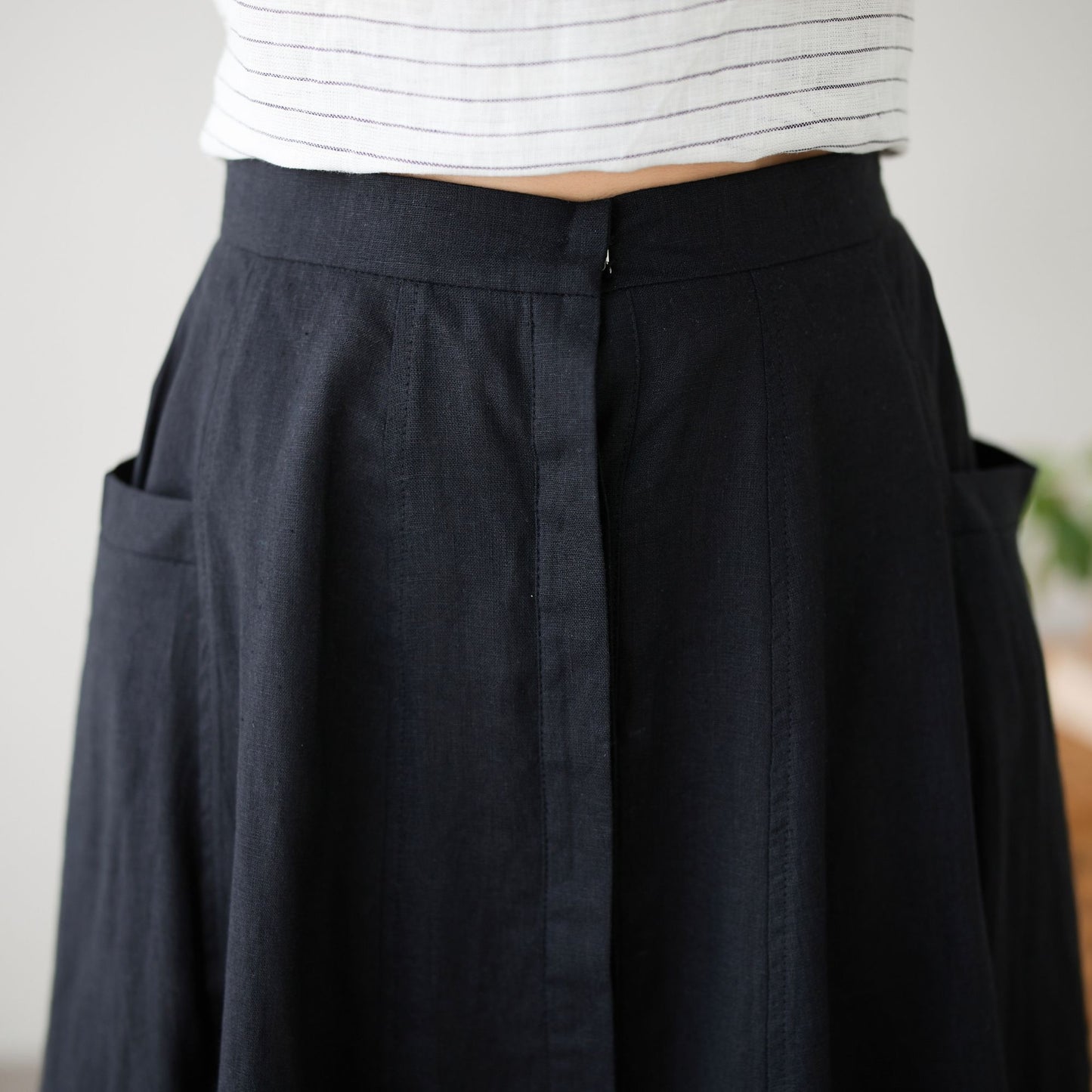Casual Linen Skirt with pockets c4896