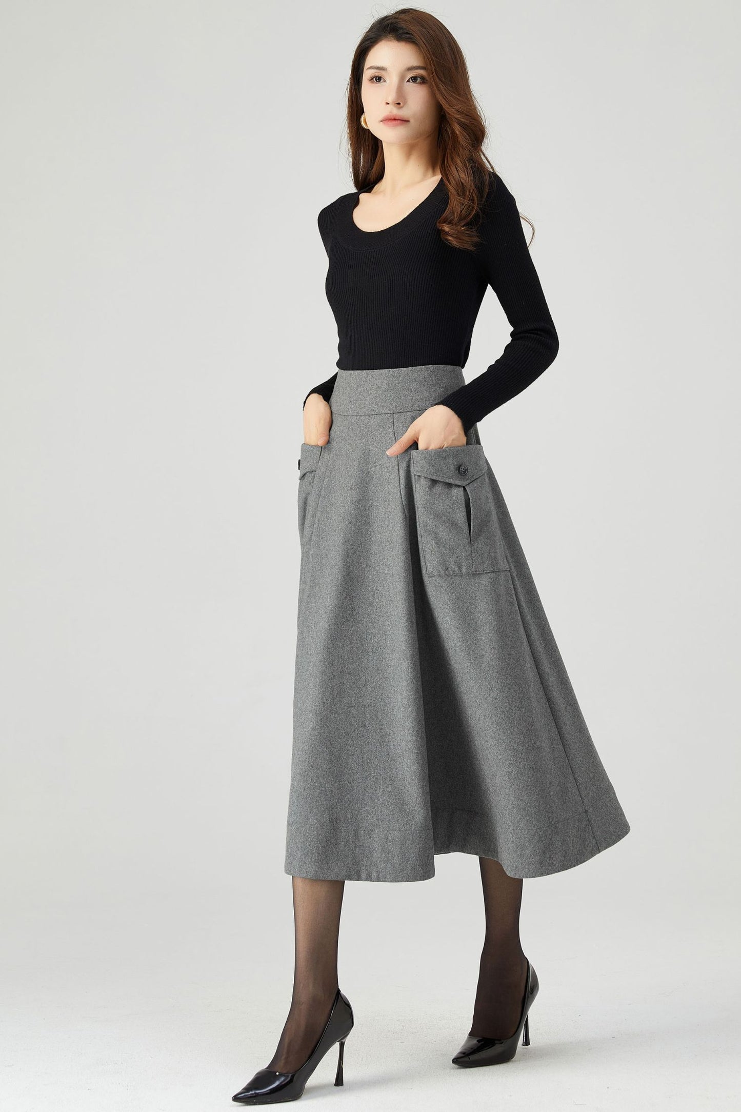 Winter Wool Grey Skirt C3554