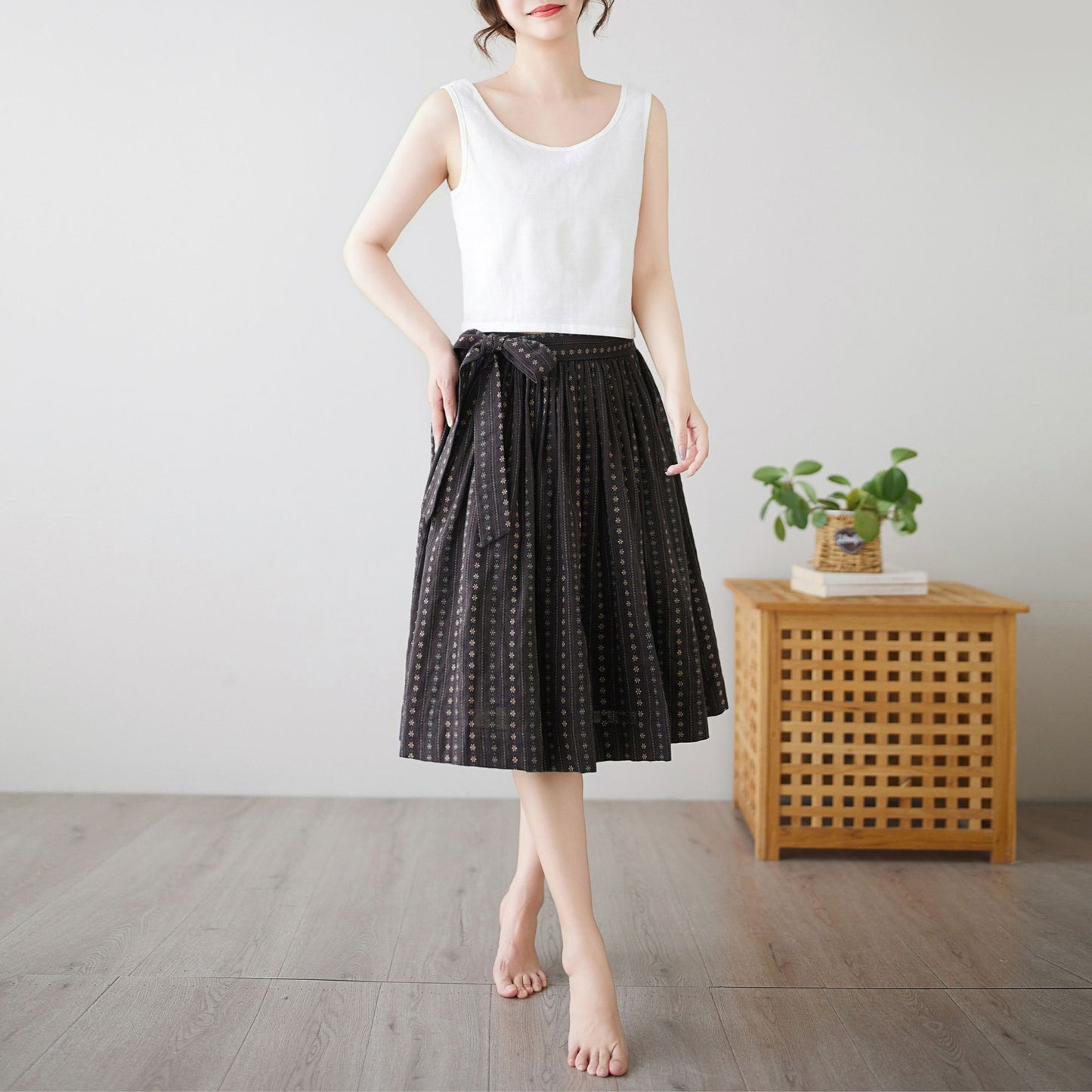 Summer Women's Cotton midi skirt c4894