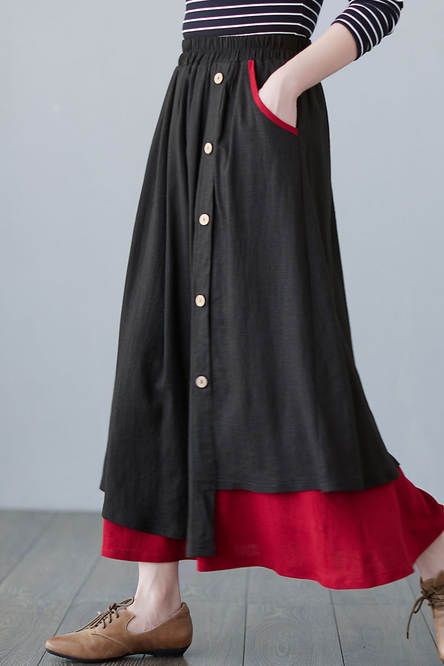 Long Linen skirt Women, Spring A Line Maxi Skirt C2496