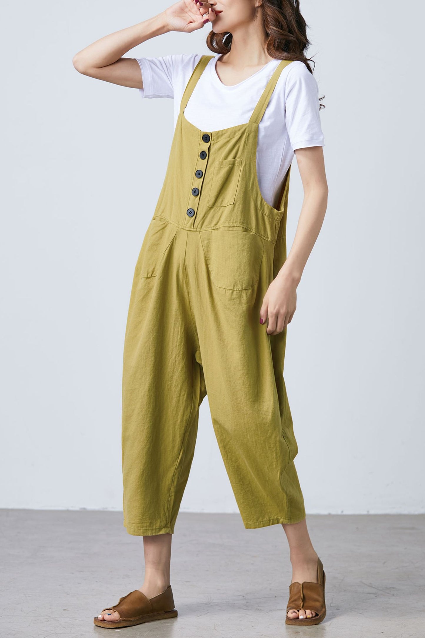 Women Casual Loose Linen Jumpsuits C1689