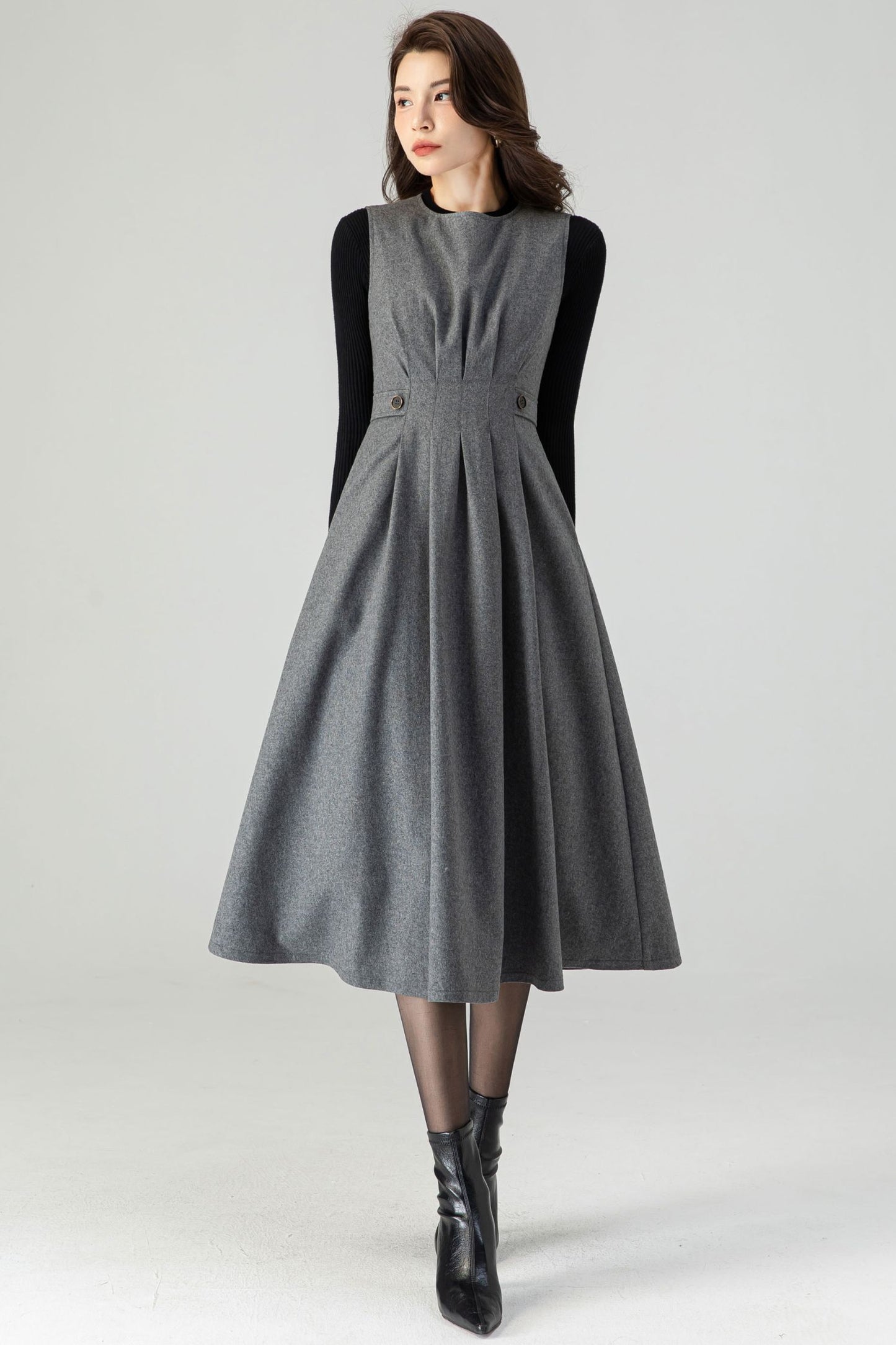 Womens Winter Midi Wool Dress C3618-Size XS US2 #CK2301268