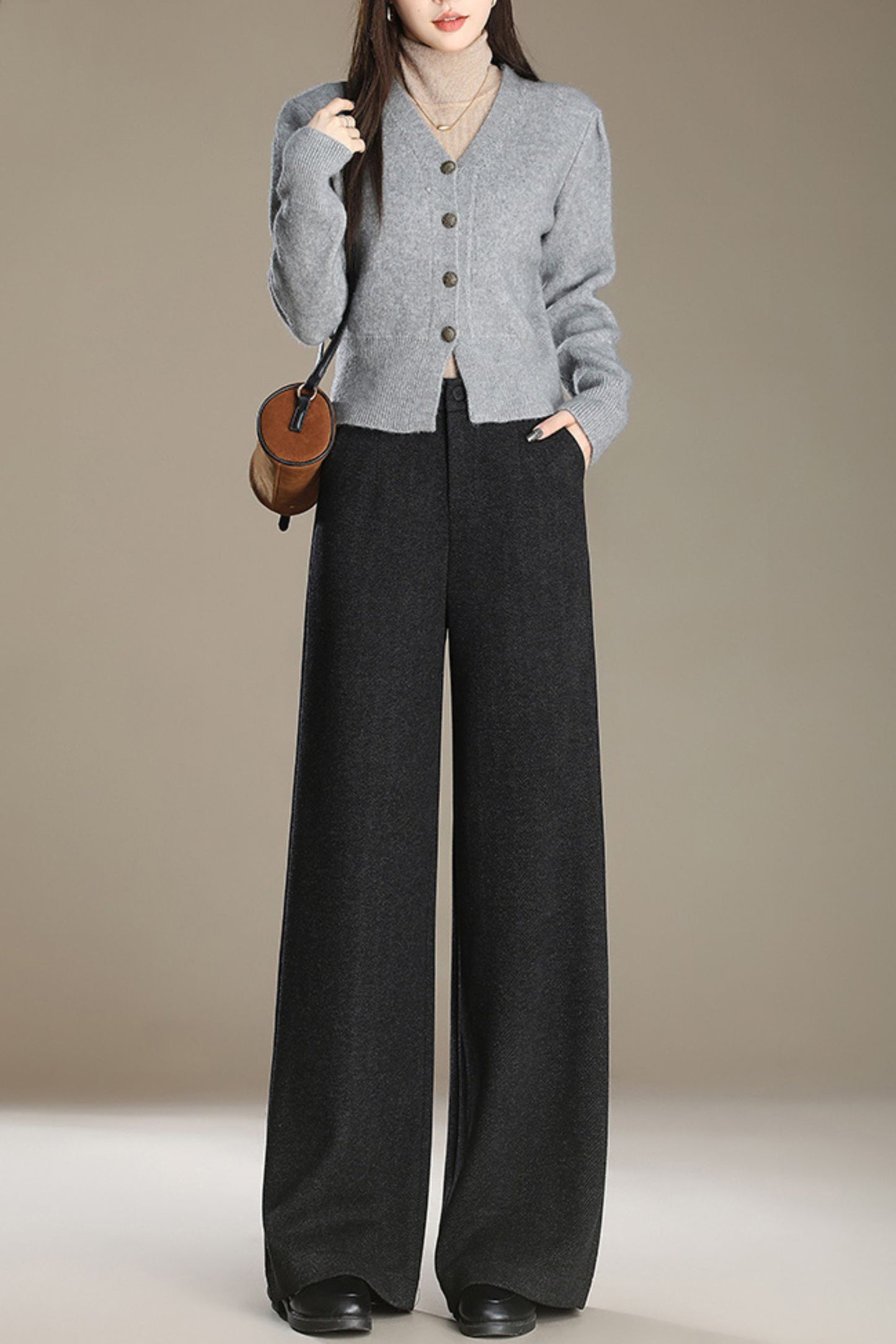 Wide leg autumn/winter wool pants c5092