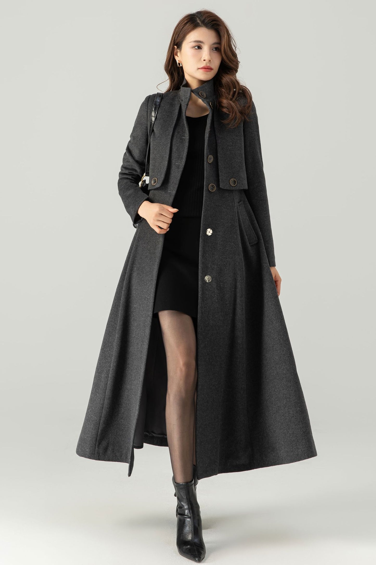 Winter Grey Wool Coat C3705