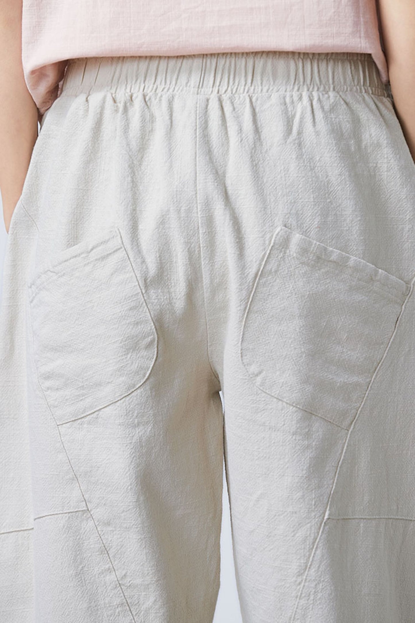 Casual linen cropped pants C1683
