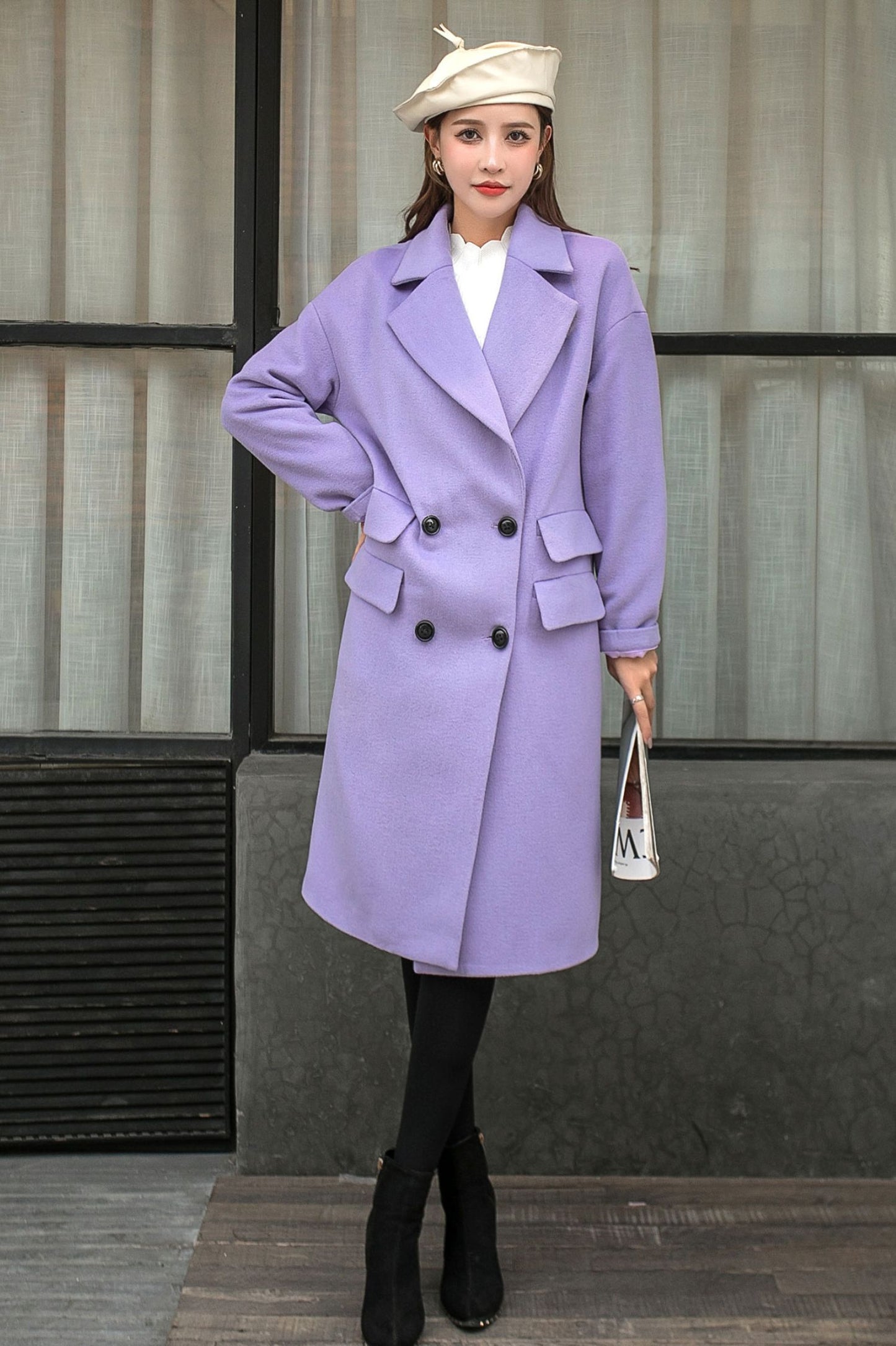 Relaxed Fit Wool Trench Coat C2572