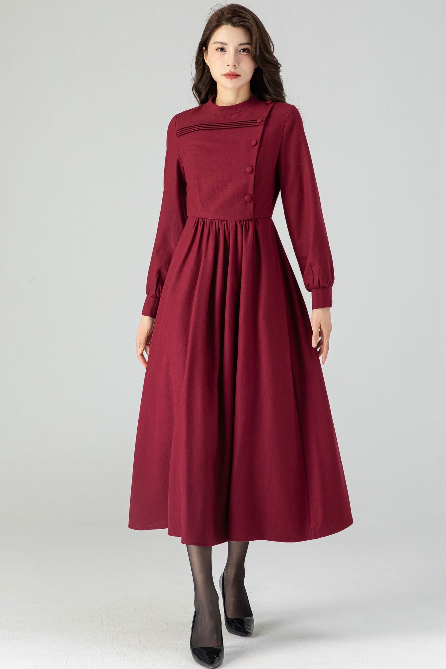 Burgundy Fit and Flare Dress C3608 -Size XS us0 #CK2301041