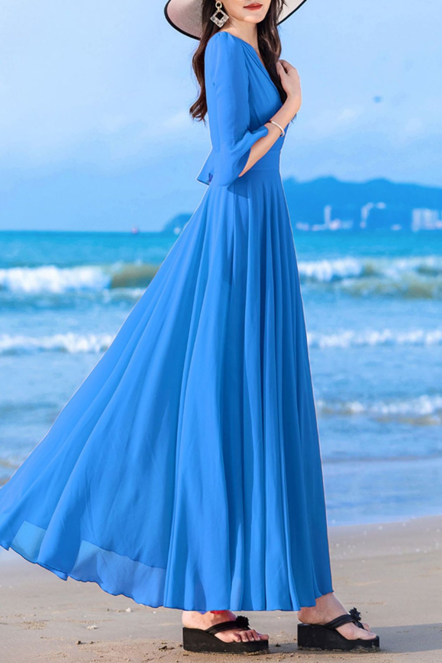 summer new long chiffon dress C4034