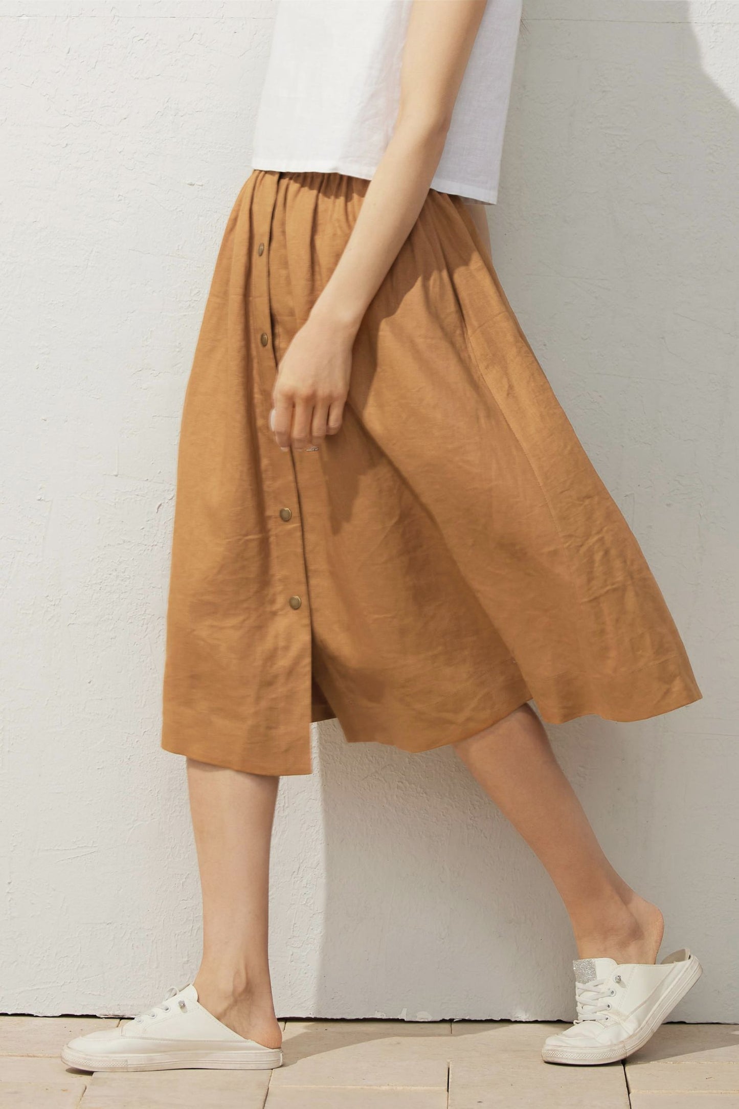 Loose fit Linen skirt C3942