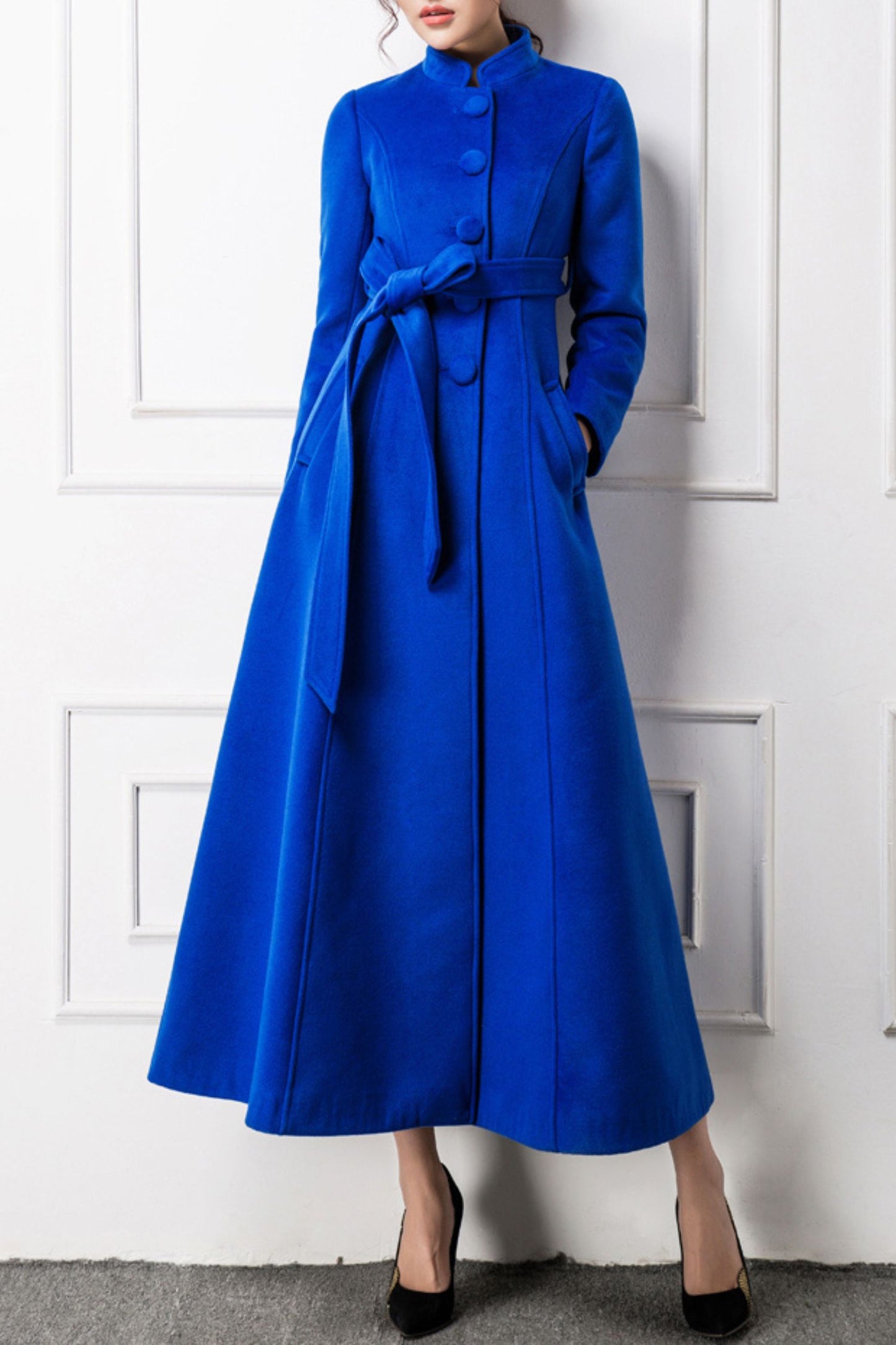 Women's Autumn and winter Blue wool coat C4281