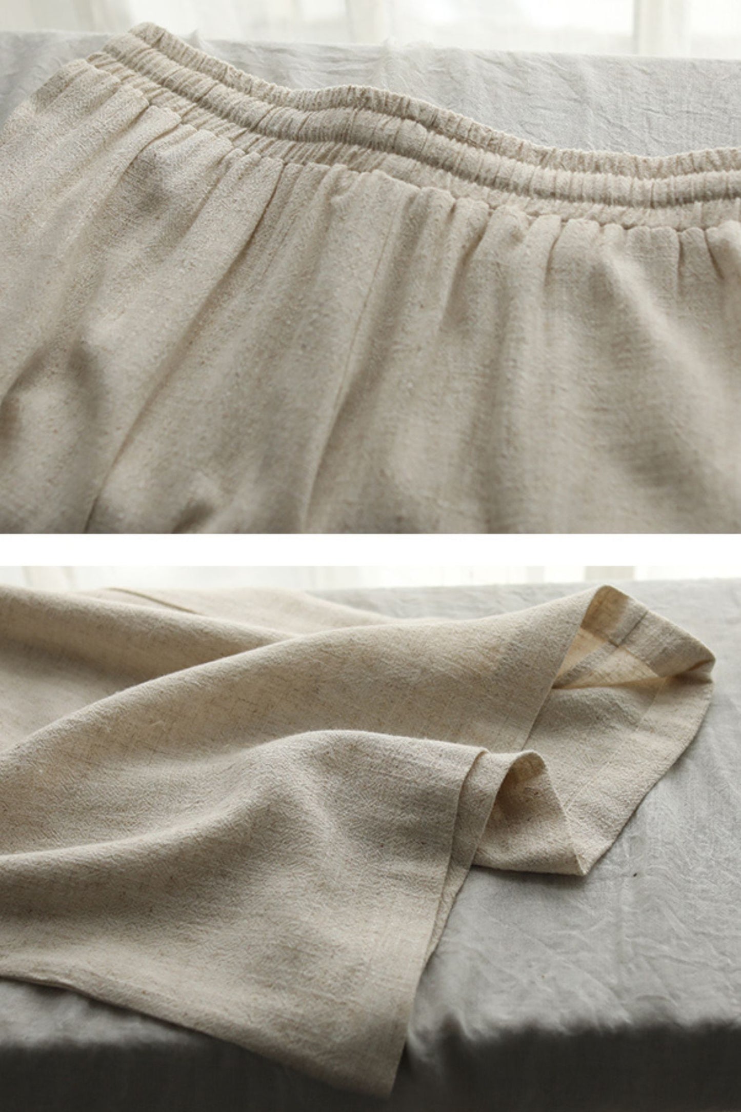loose cotton linen solid wide leg pants L0619