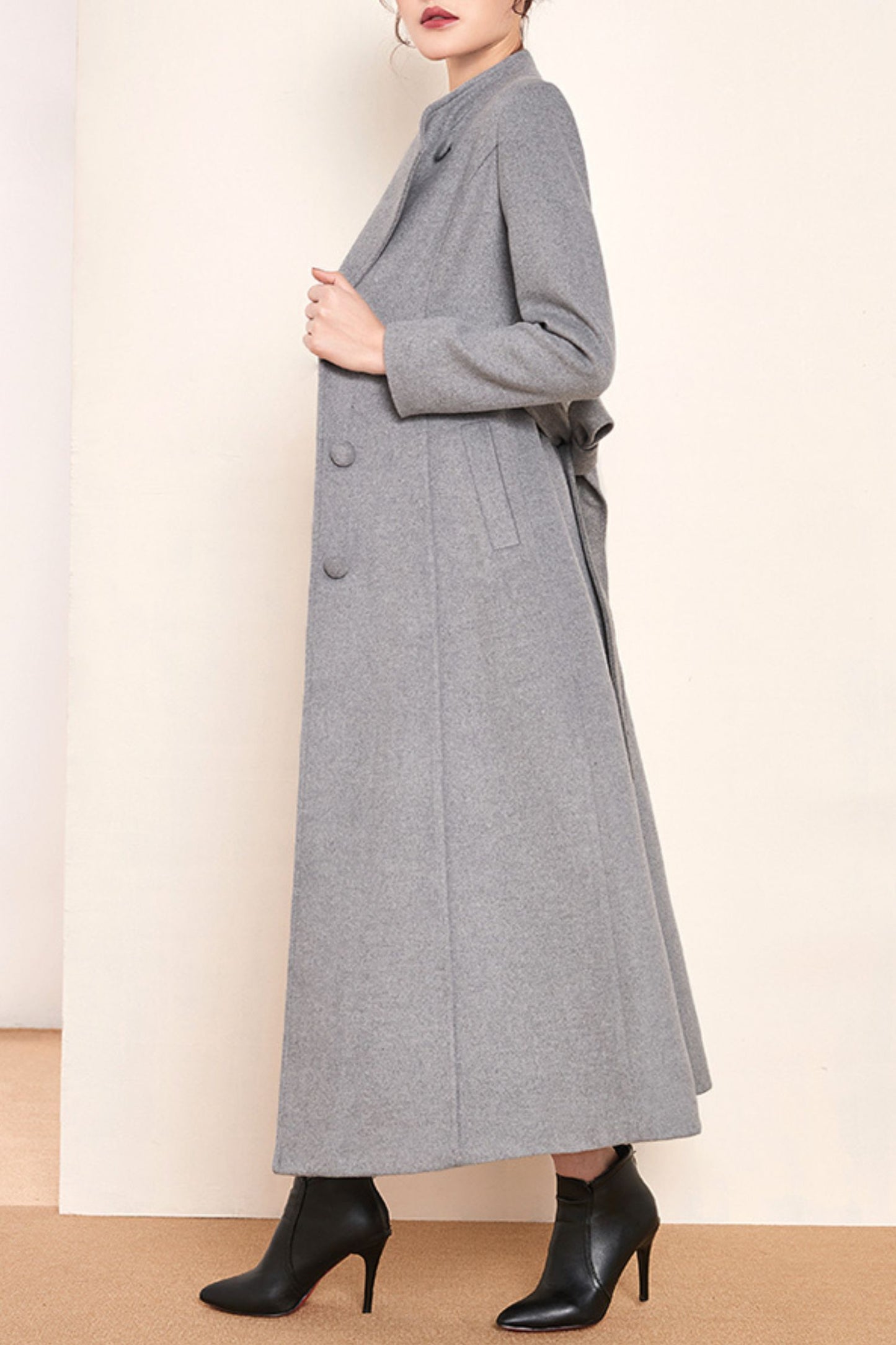 winter long stand-up collar wool coat C4148