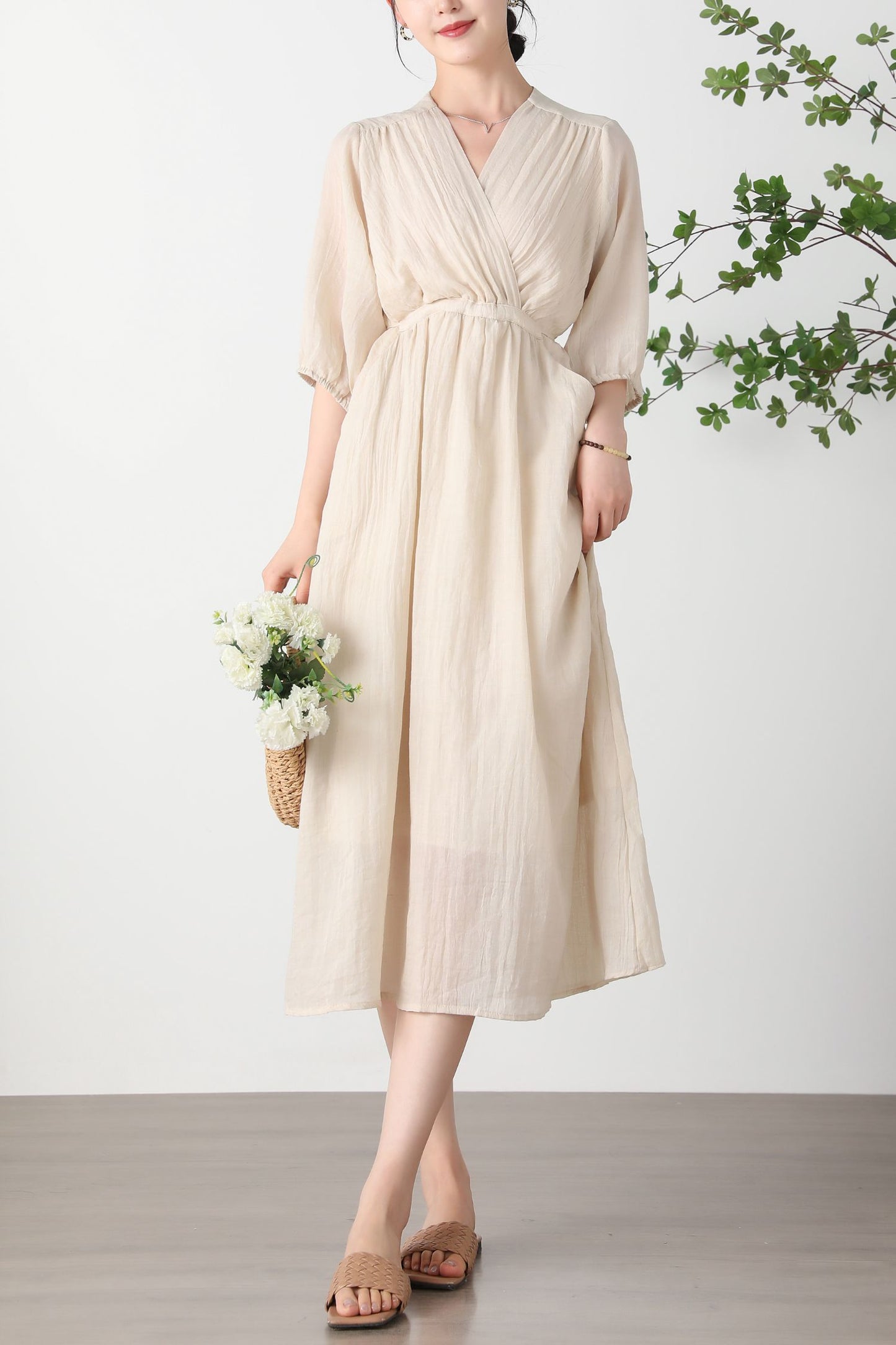 Summer Beige Long Dress C3253