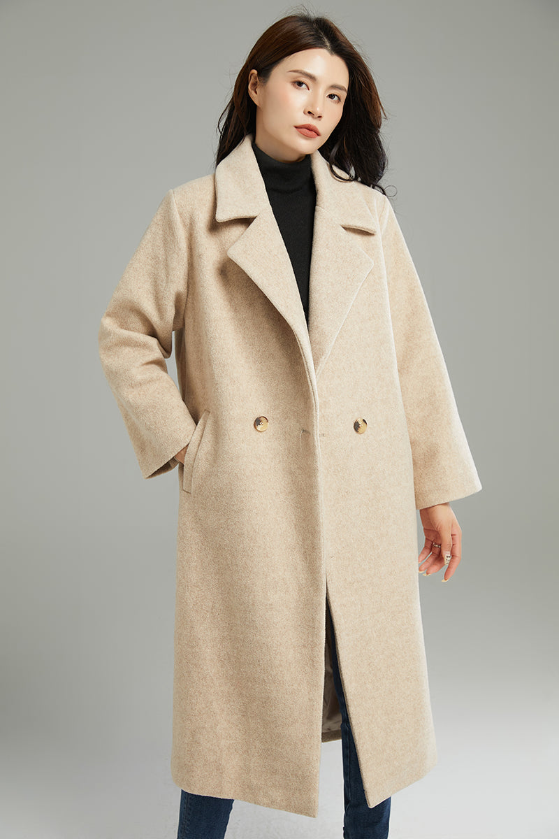 Women Loose Casual Wool Coat C3000, Size S #CK2202230