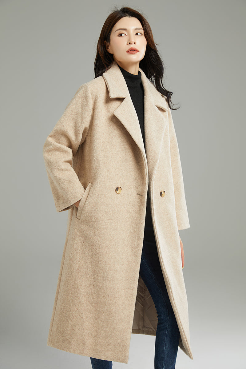 Women Loose Casual Wool Coat C3000, Size S #CK2202230