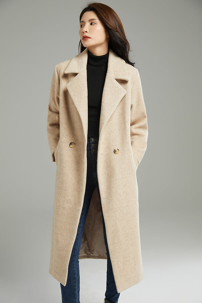 Women Loose Casual Wool Coat C3000, Size S #CK2202230