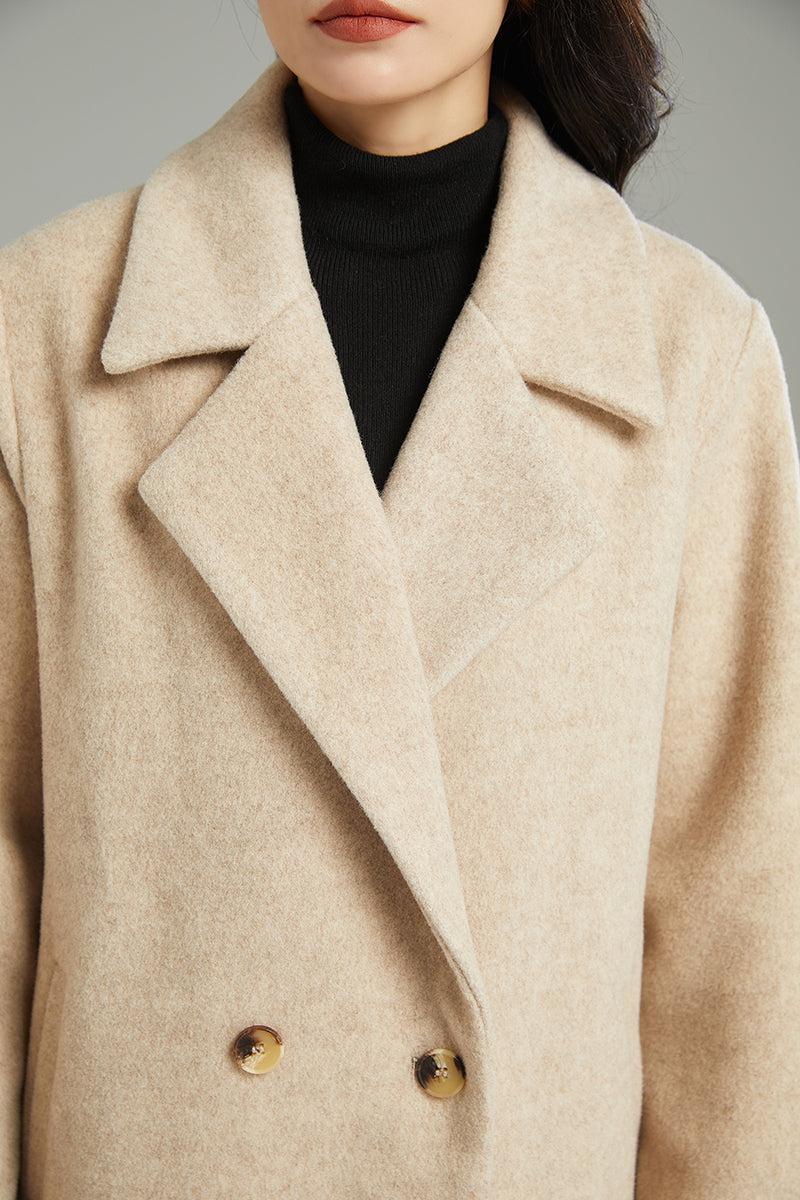 Women Loose Casual Wool Coat C3000, Size S #CK2202230