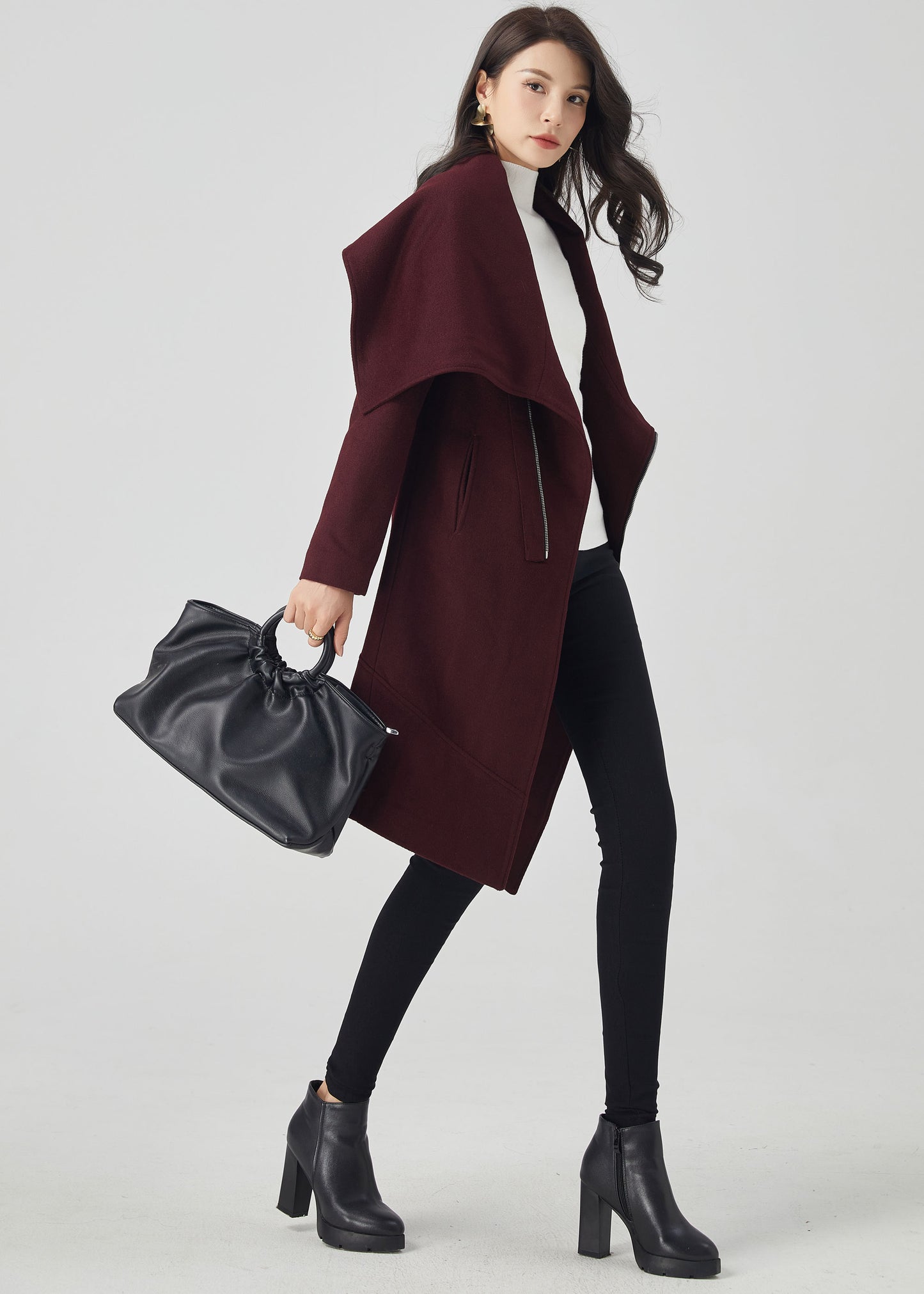 Wool Coat Women, Winter Wool Coat, Asymmetrical Coat C3559
