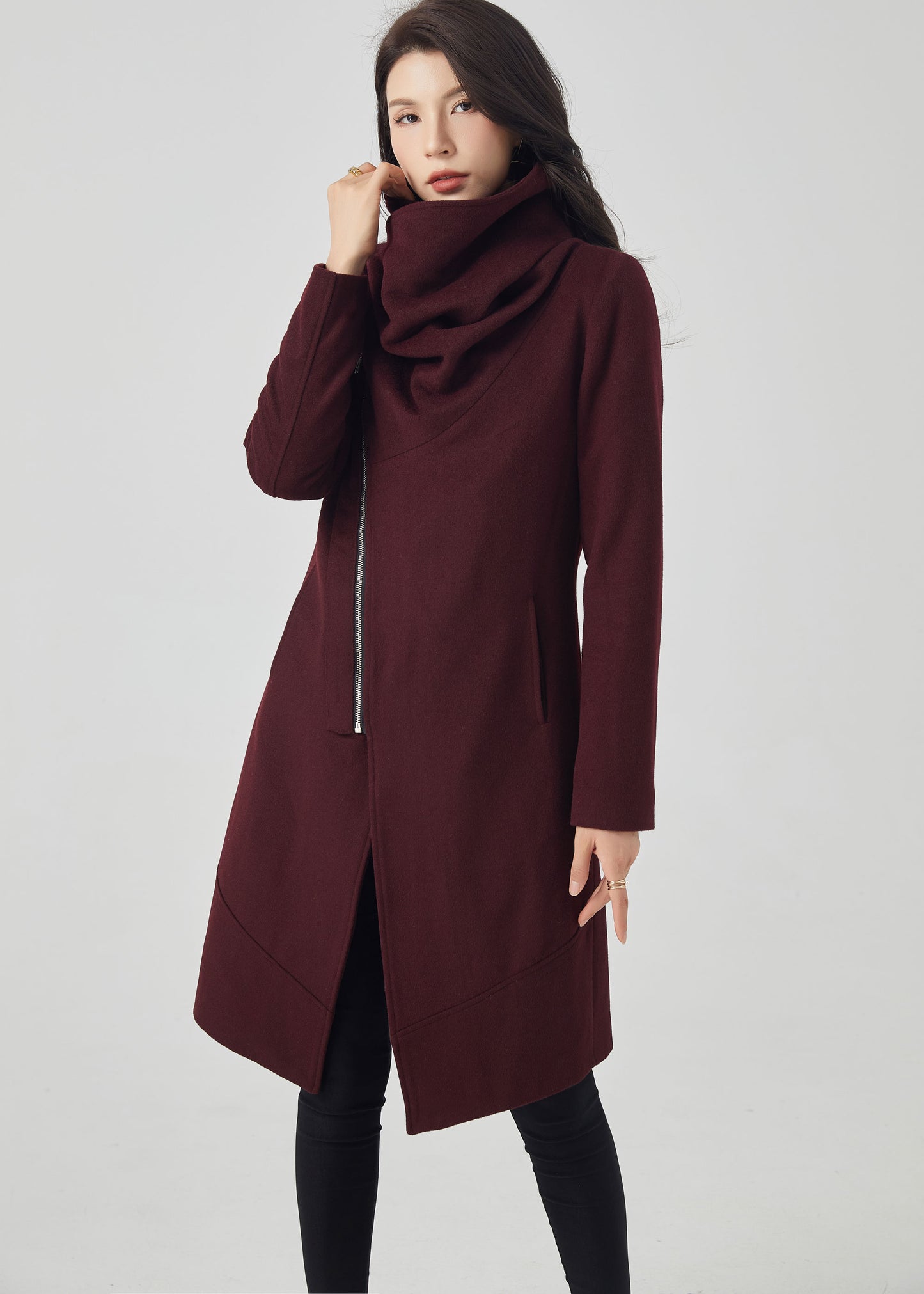Wool Coat Women, Winter Wool Coat, Asymmetrical Coat C3559