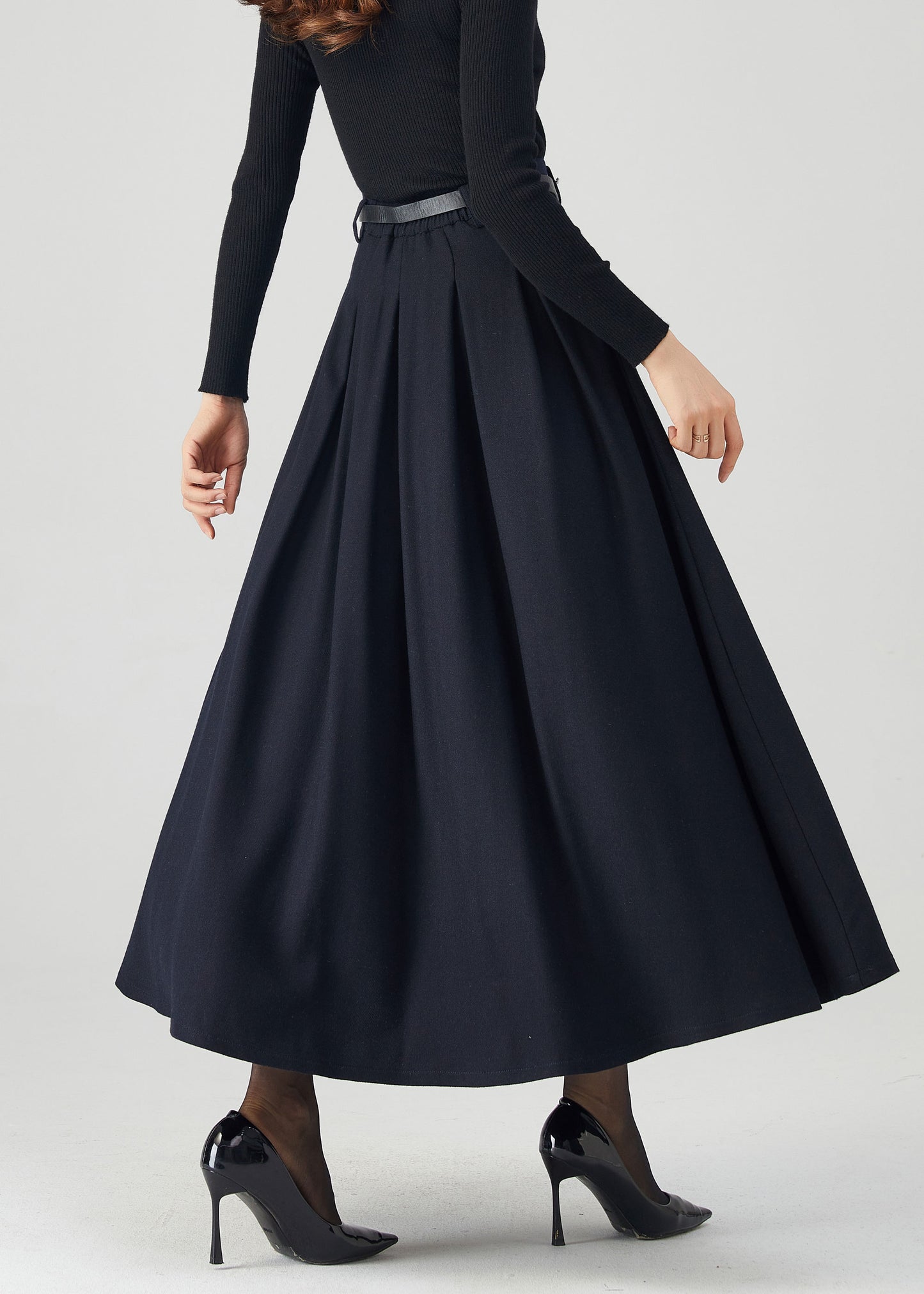 Womens high waist winter wool skirt C4308