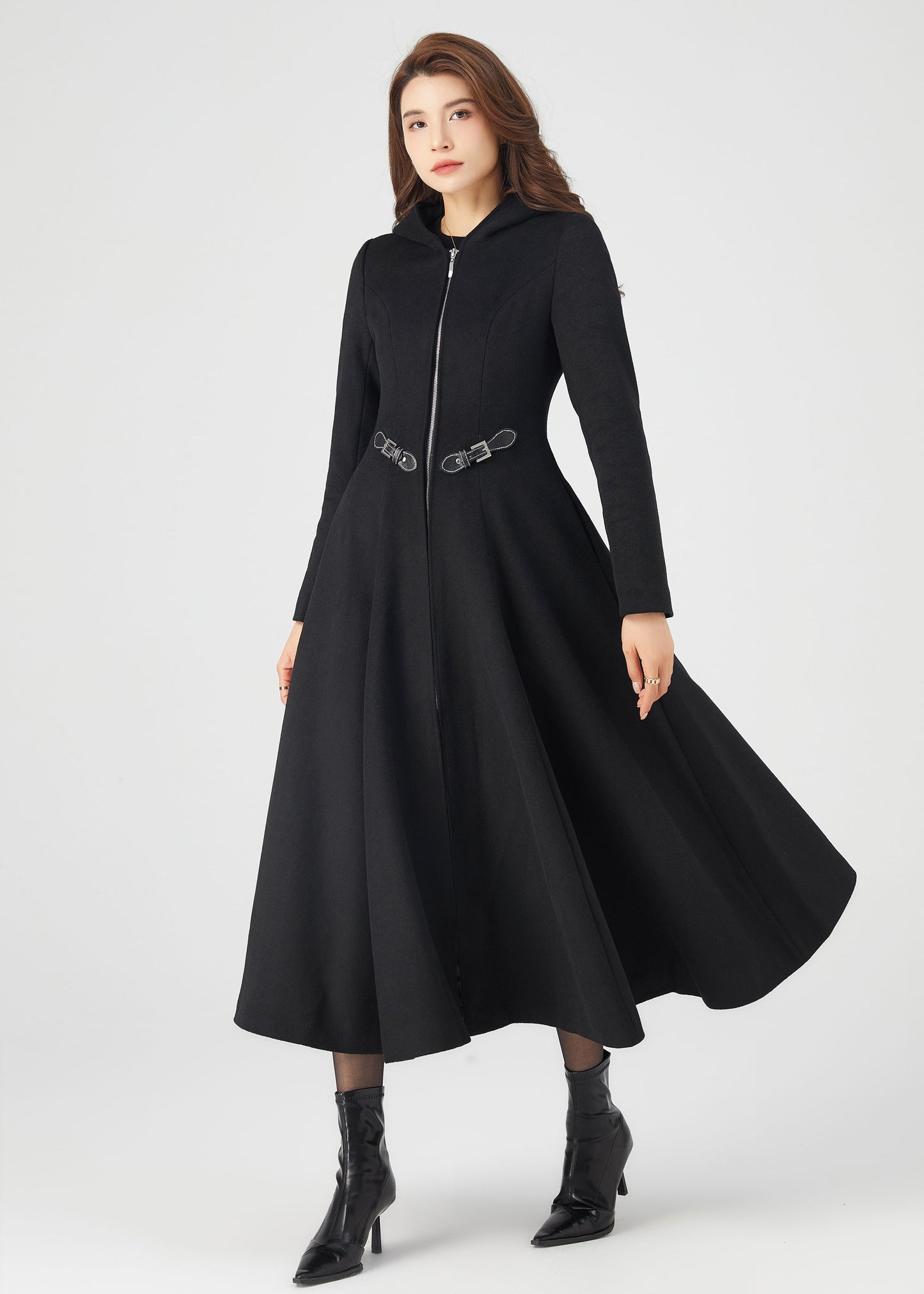 Black Wool Coat, Winter Wool Coat C3675