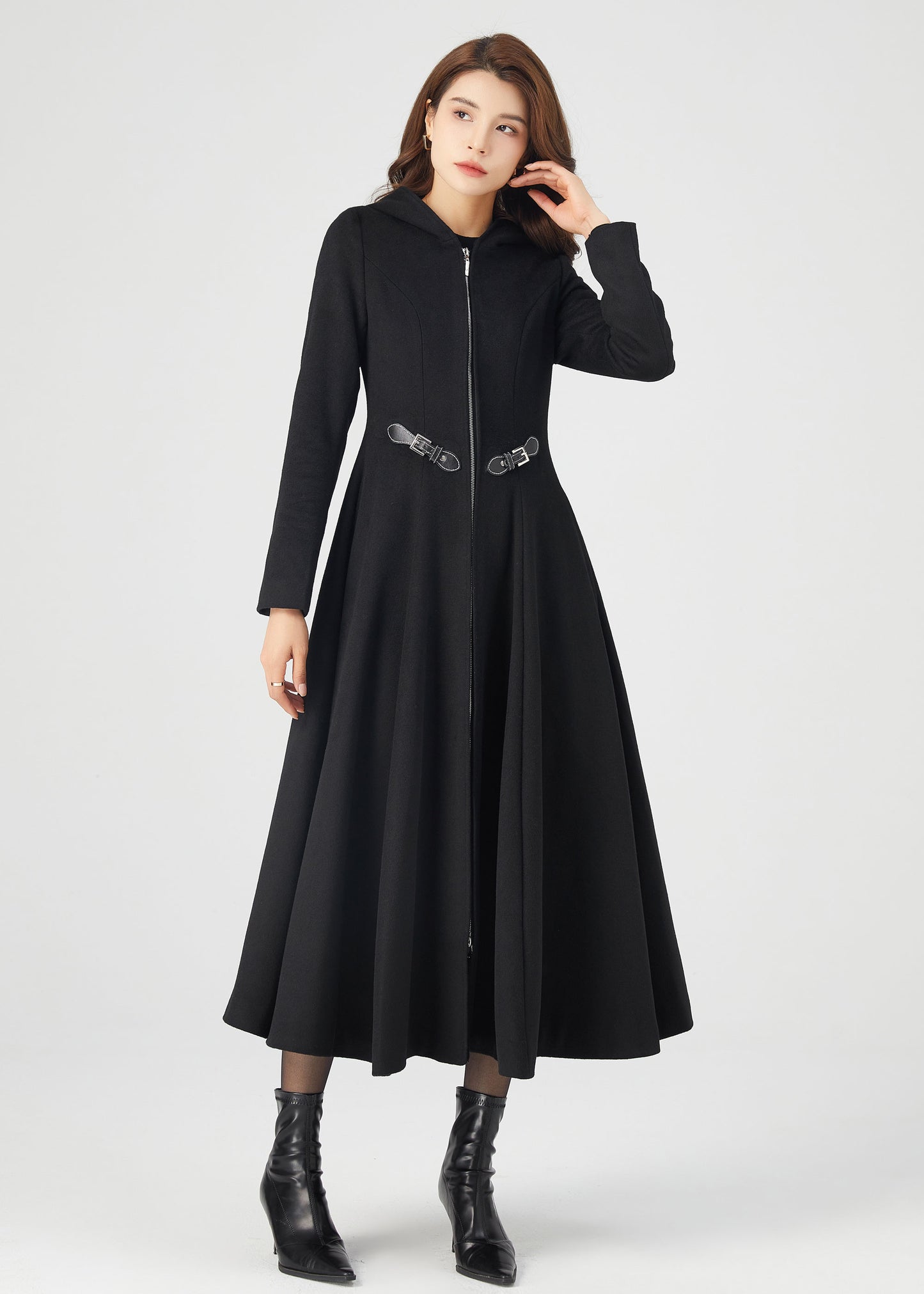 Black Wool Coat, Winter Wool Coat C3675