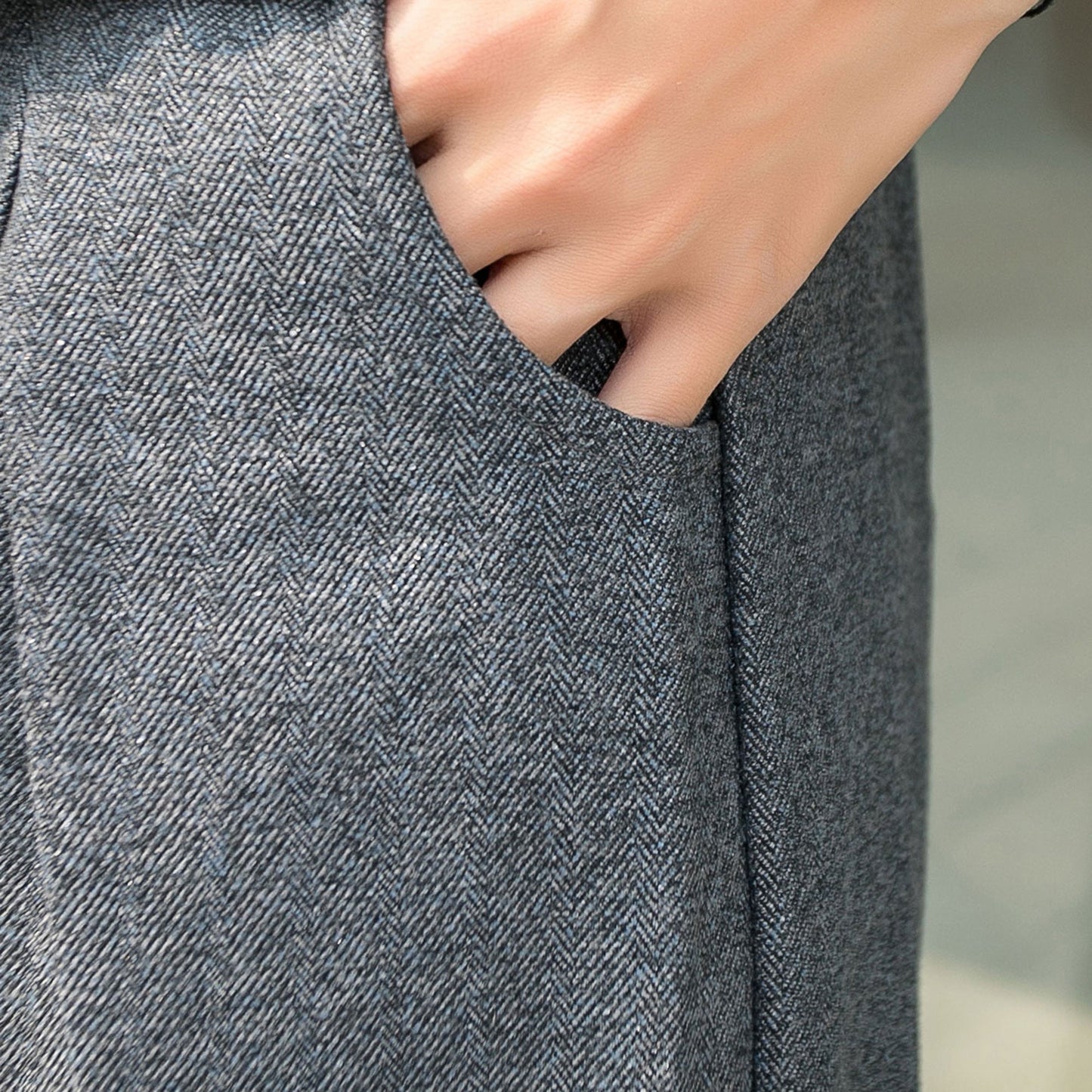 Gray Wool Wide Leg pant C2538- Size M #CK2101501