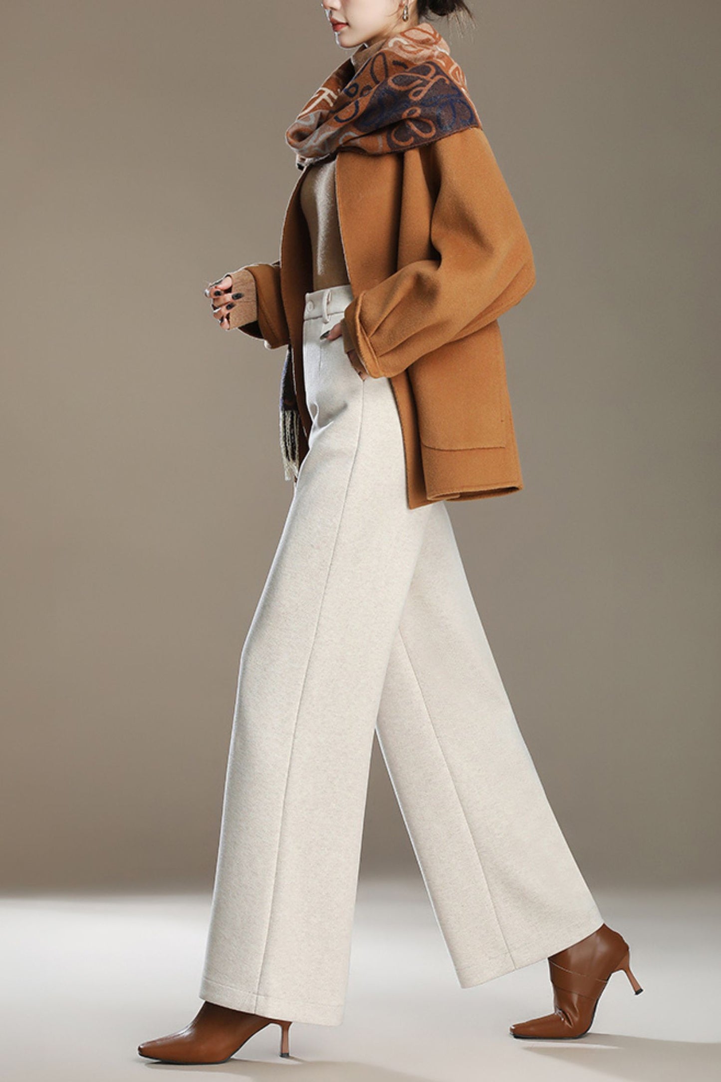 Wide leg autumn/winter wool pants c5092