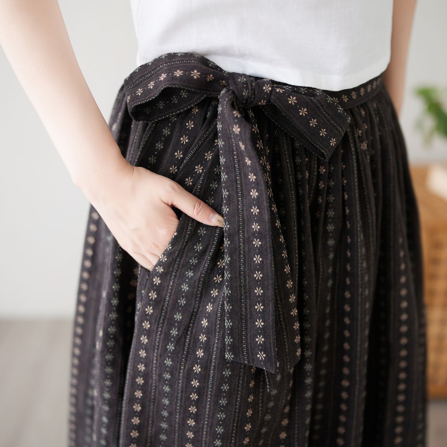 Summer Women's Cotton midi skirt c4894