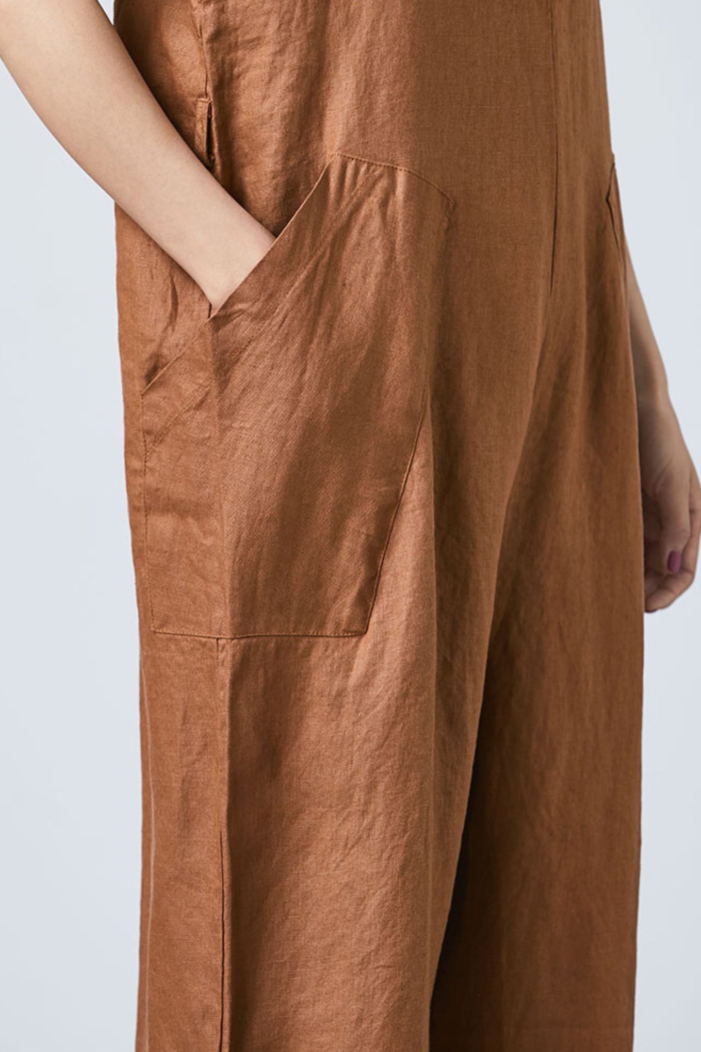 Loose Linen jumpsuit, womens linen overall C1695