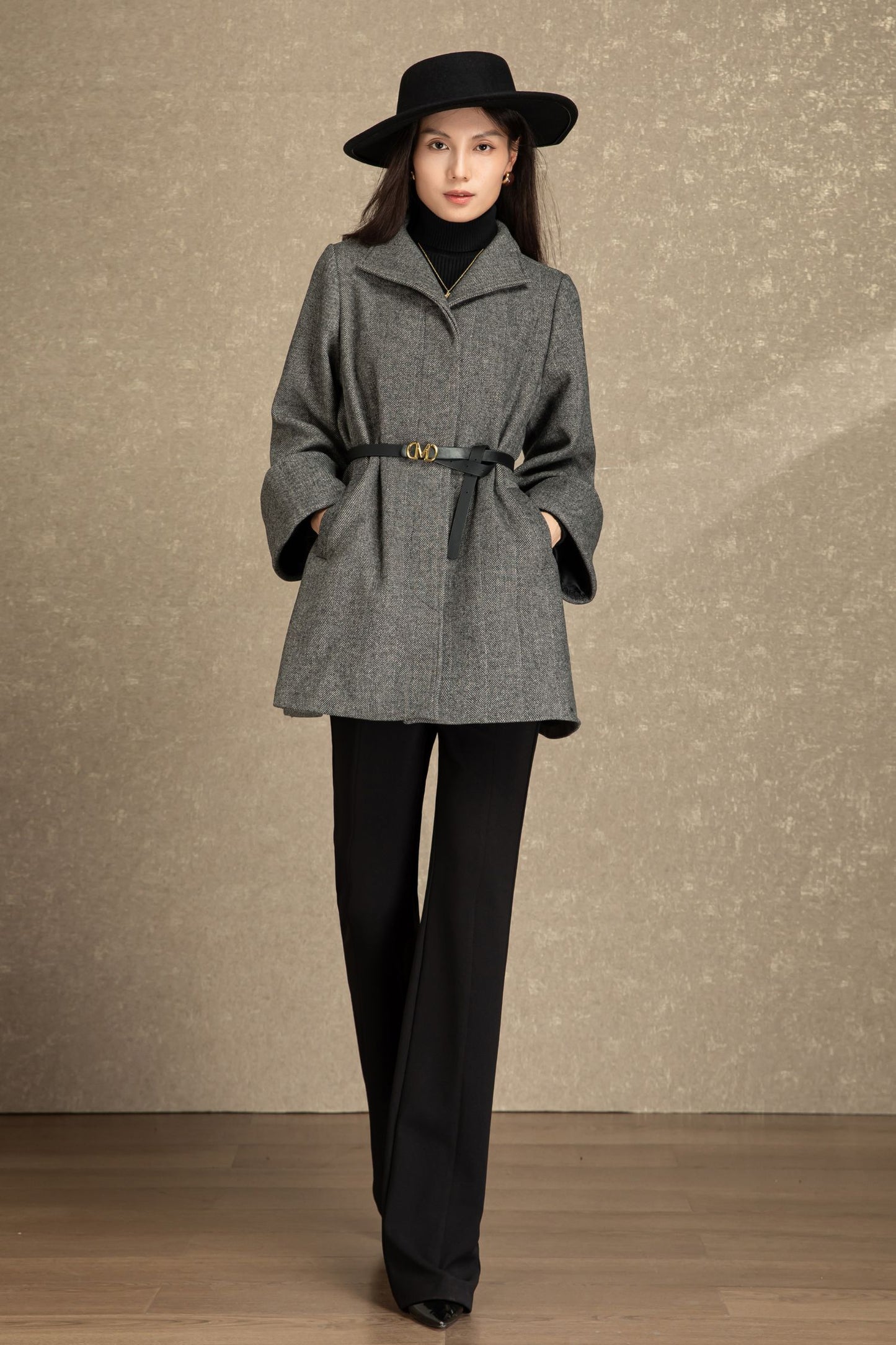 Casual winter short wool coat women C4487