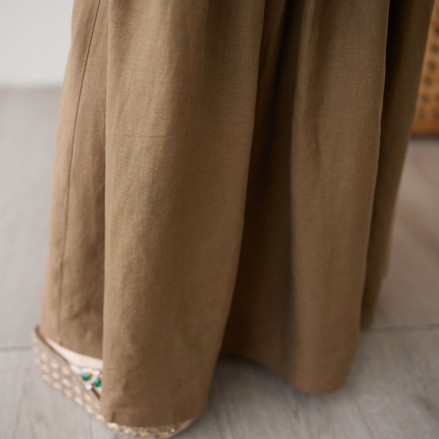Brown Flowy Pleated A-line Skirt c4892