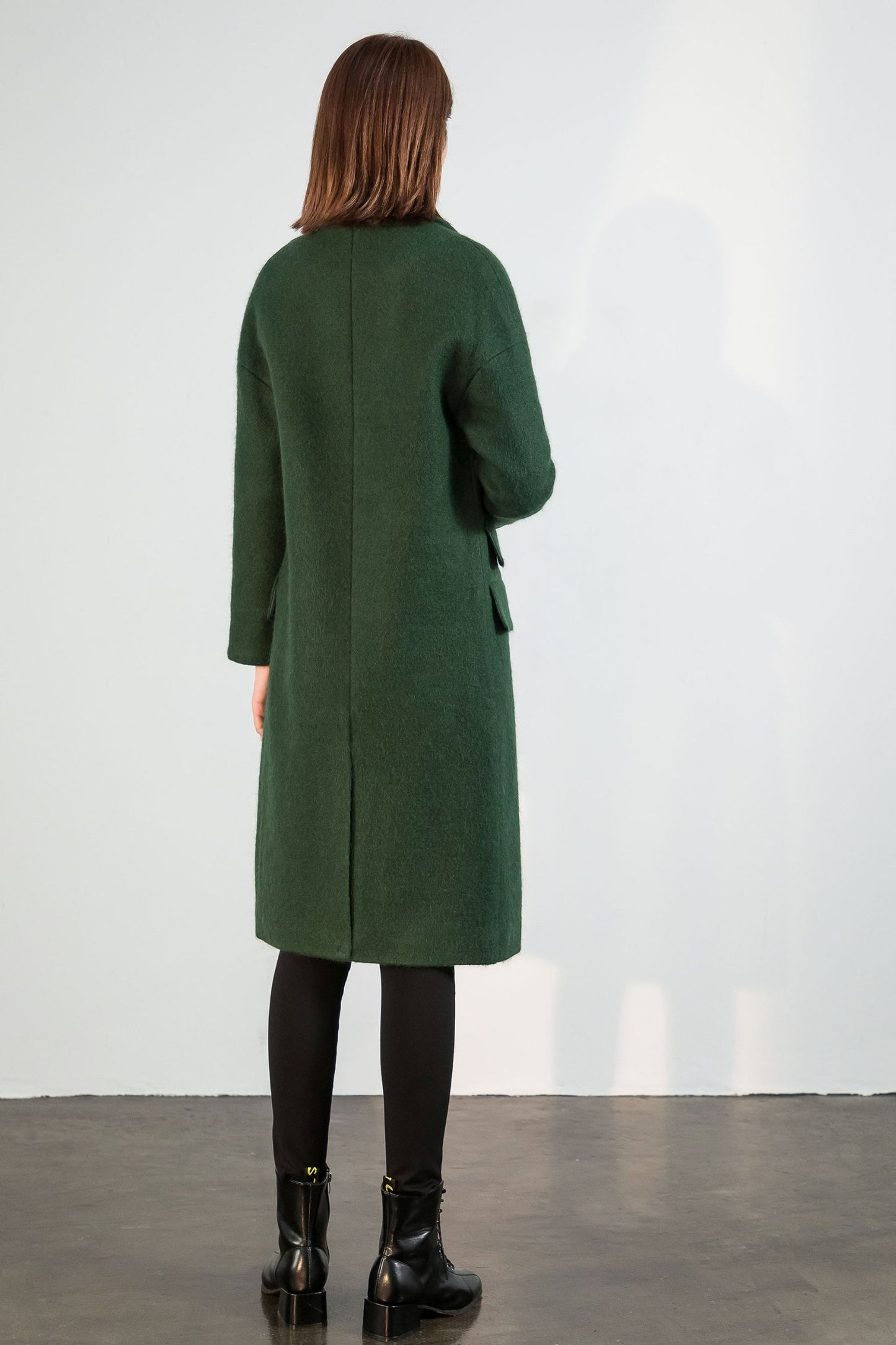 Oversized green wool jacket coat C1763