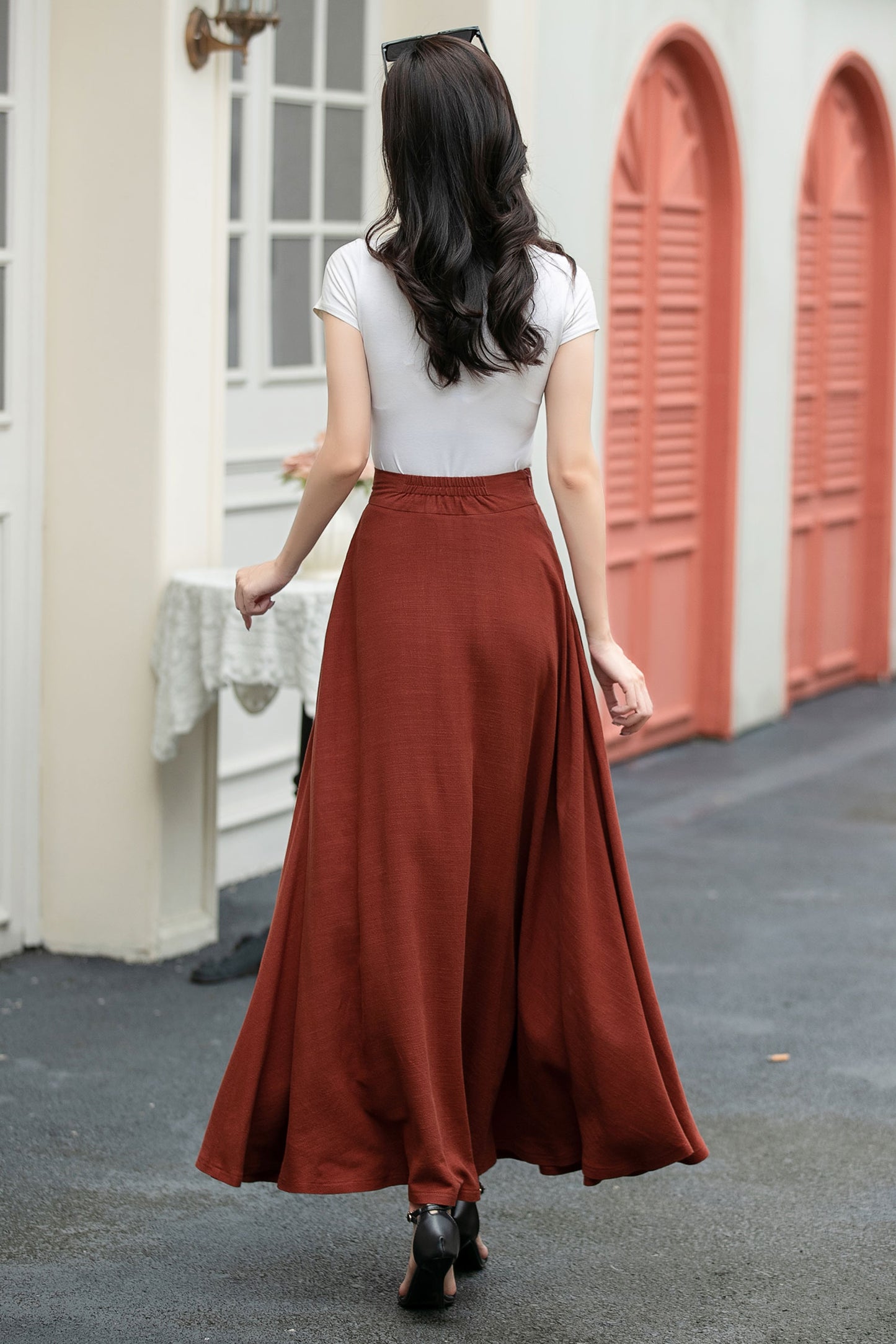 Summer Women Linen Skirt With Pockets C5036