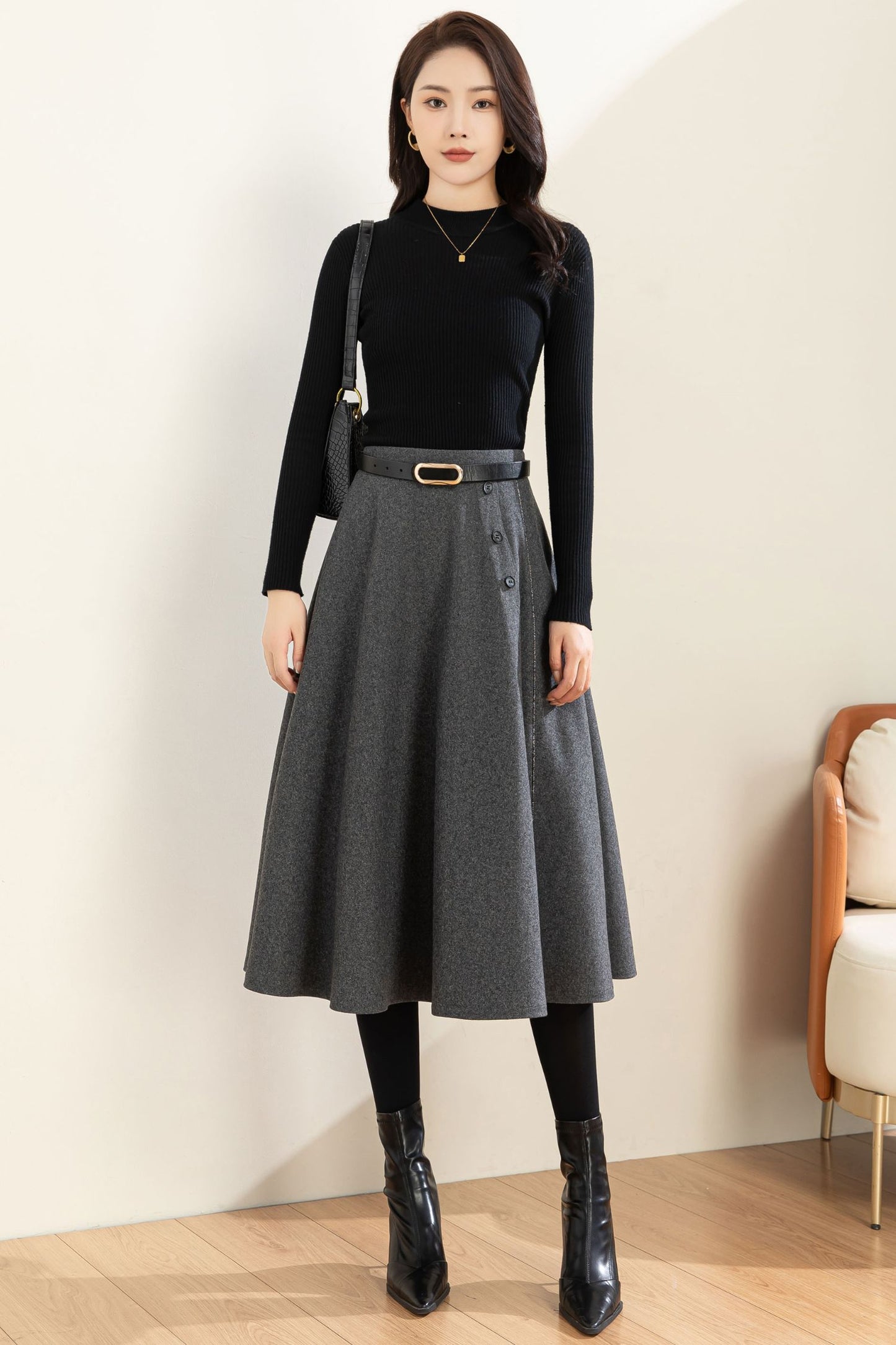 Autumn Winter A line Wool Skirt C3601 -Size XS US2 #CK2301186