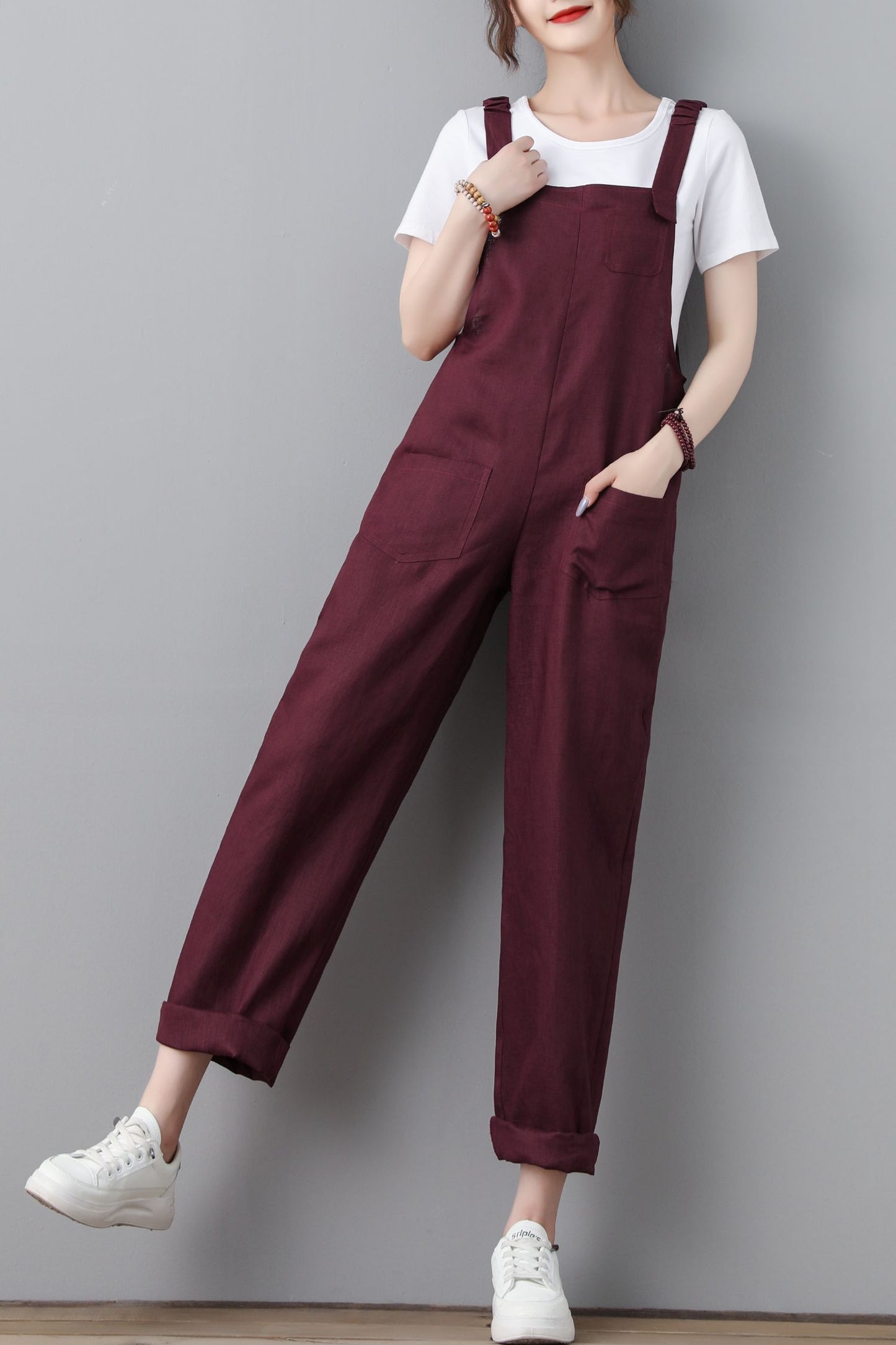 Burgundy spring plus size jumpsuits C2308