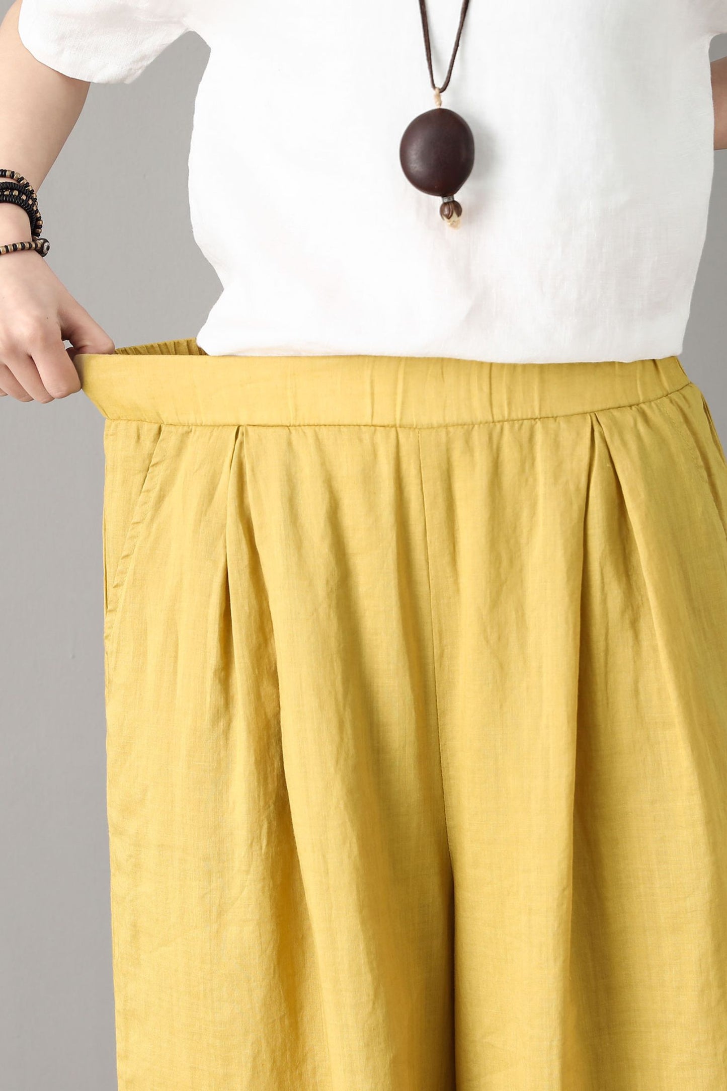 Elastic Waist Linen Pants C1807