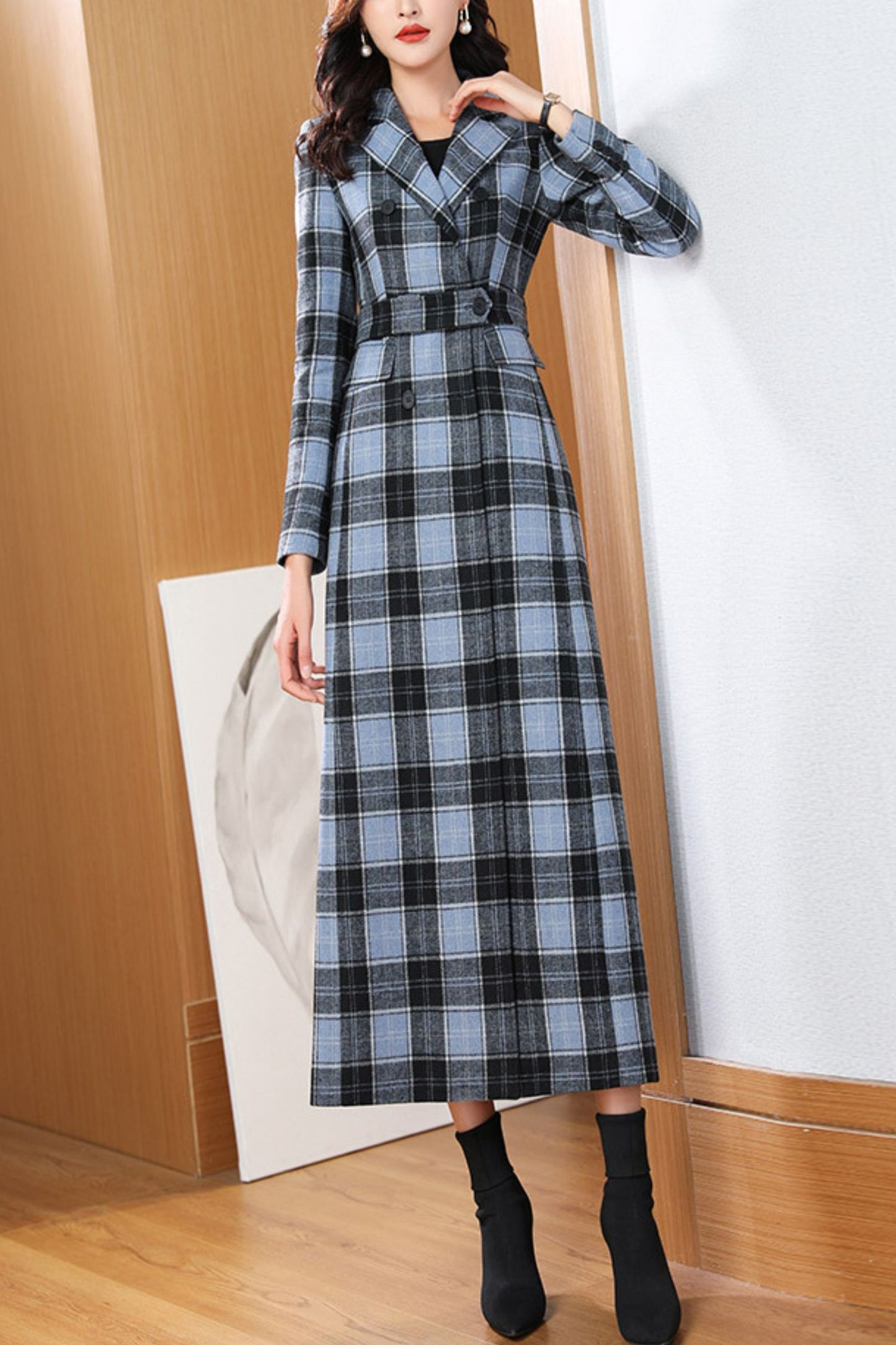 Women's Autumn and winter plaid coat C4256