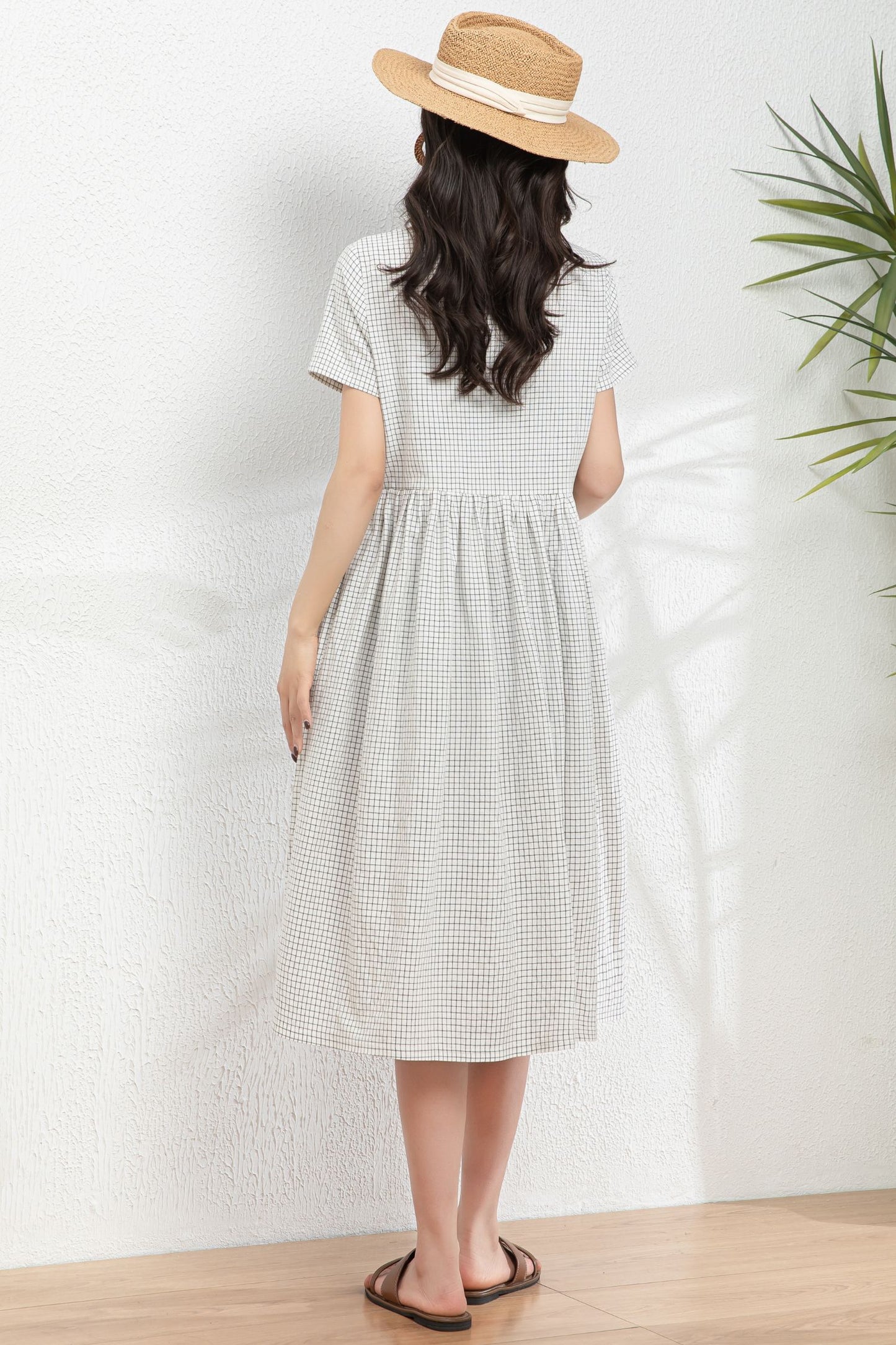 Oversized Button up Linen Dress with pockets c4979