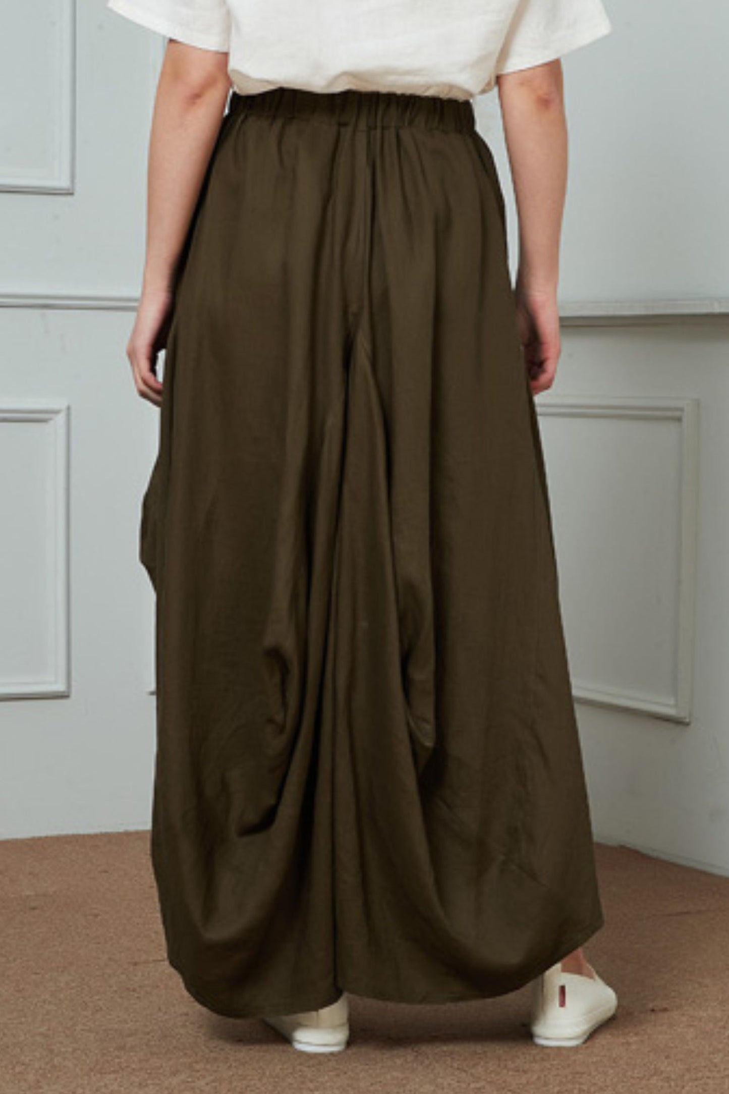 Linen Irregular Fold Loose Plus Size Skirt C1463