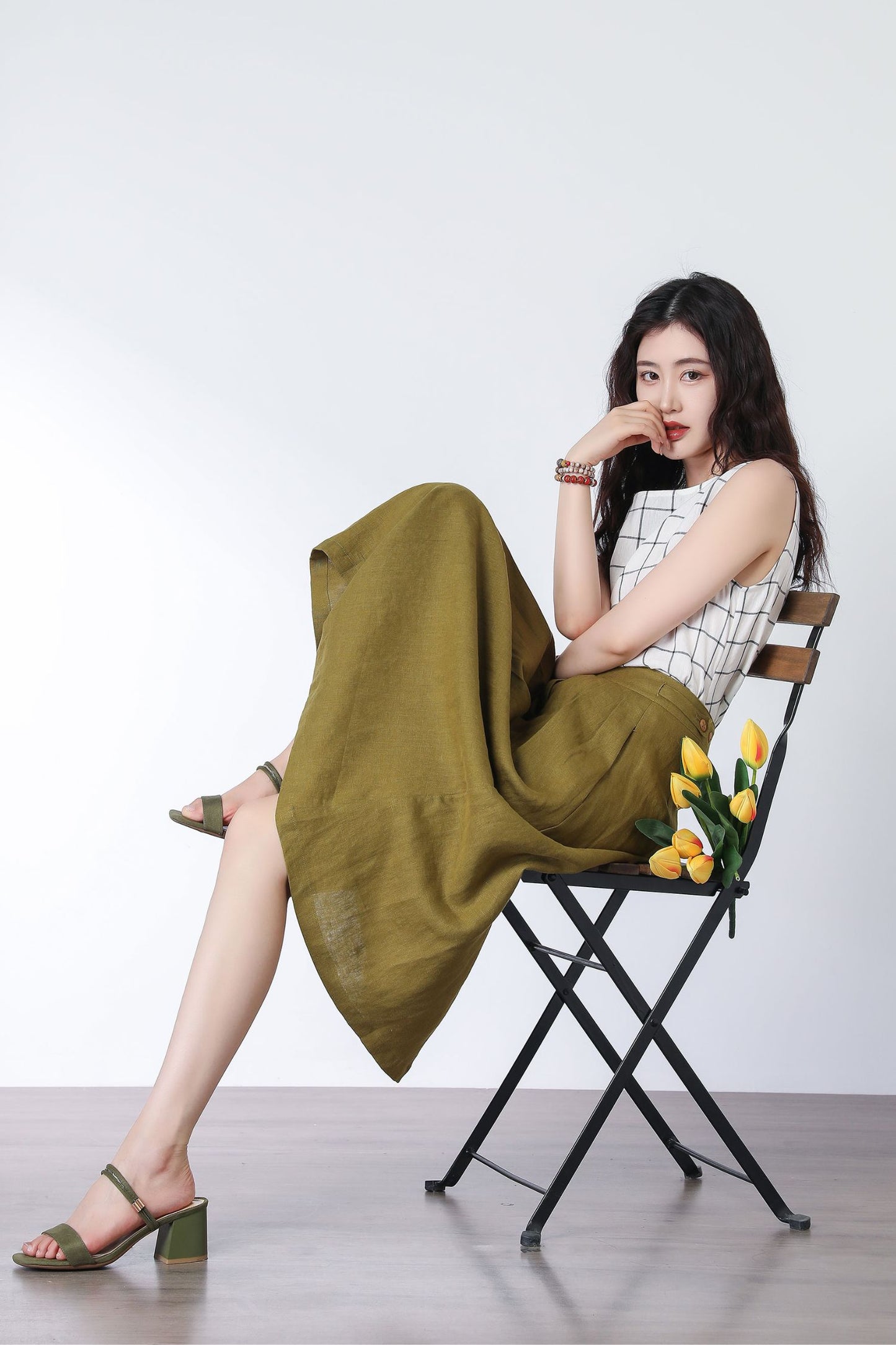 Summer A line skirt midi skirt C3331