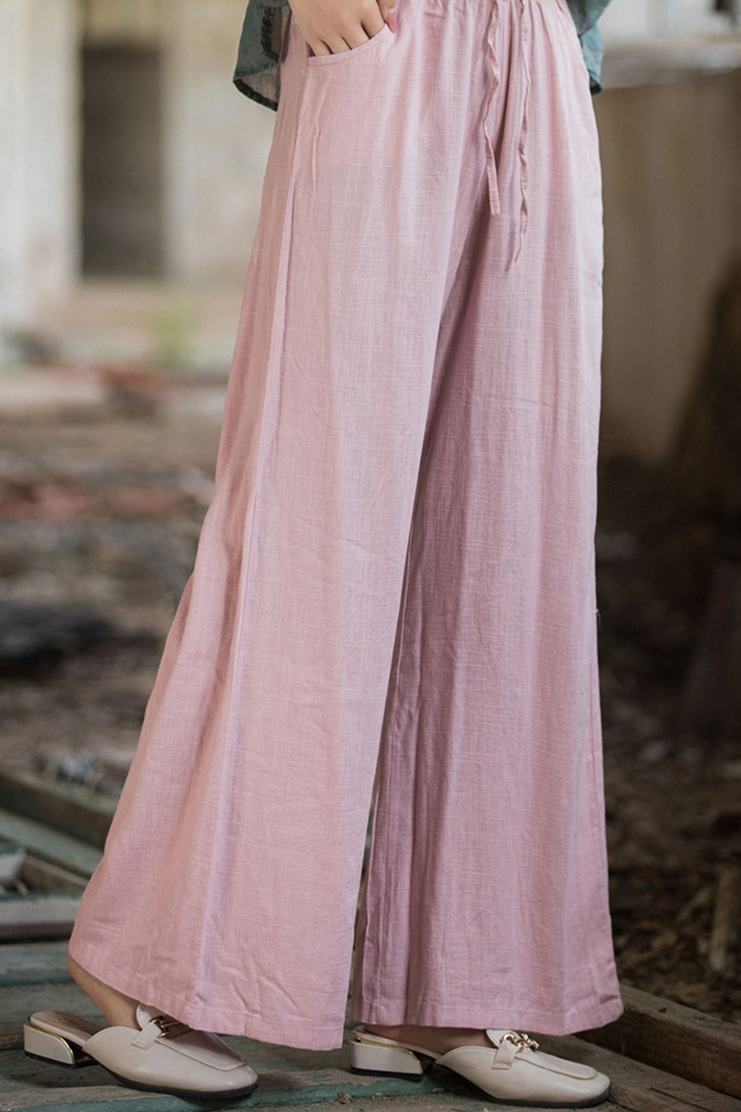 spring and summer cotton and linen wide-legged pants TT0019