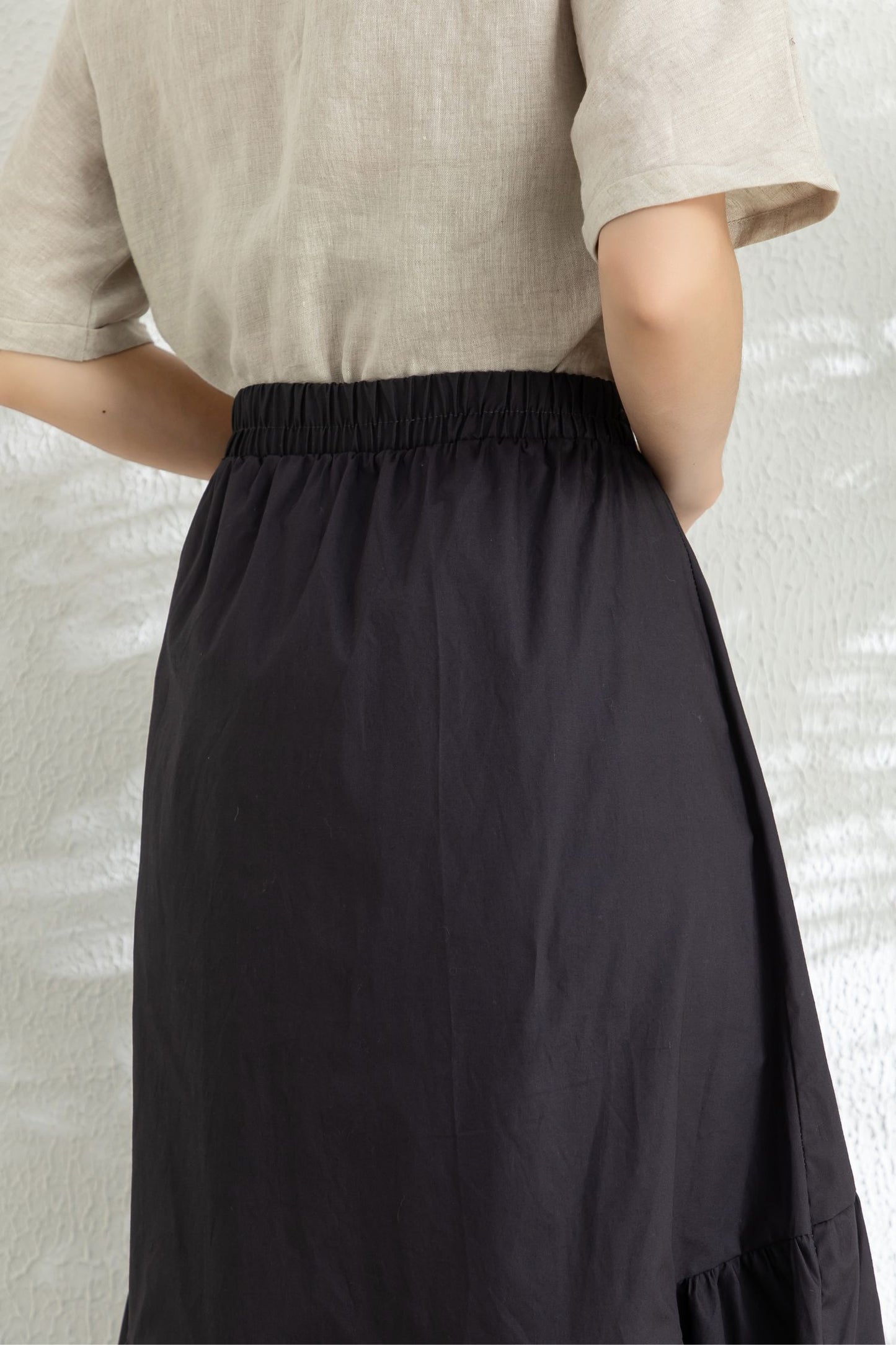 Summer Midi Black Swing Skirt C3296
