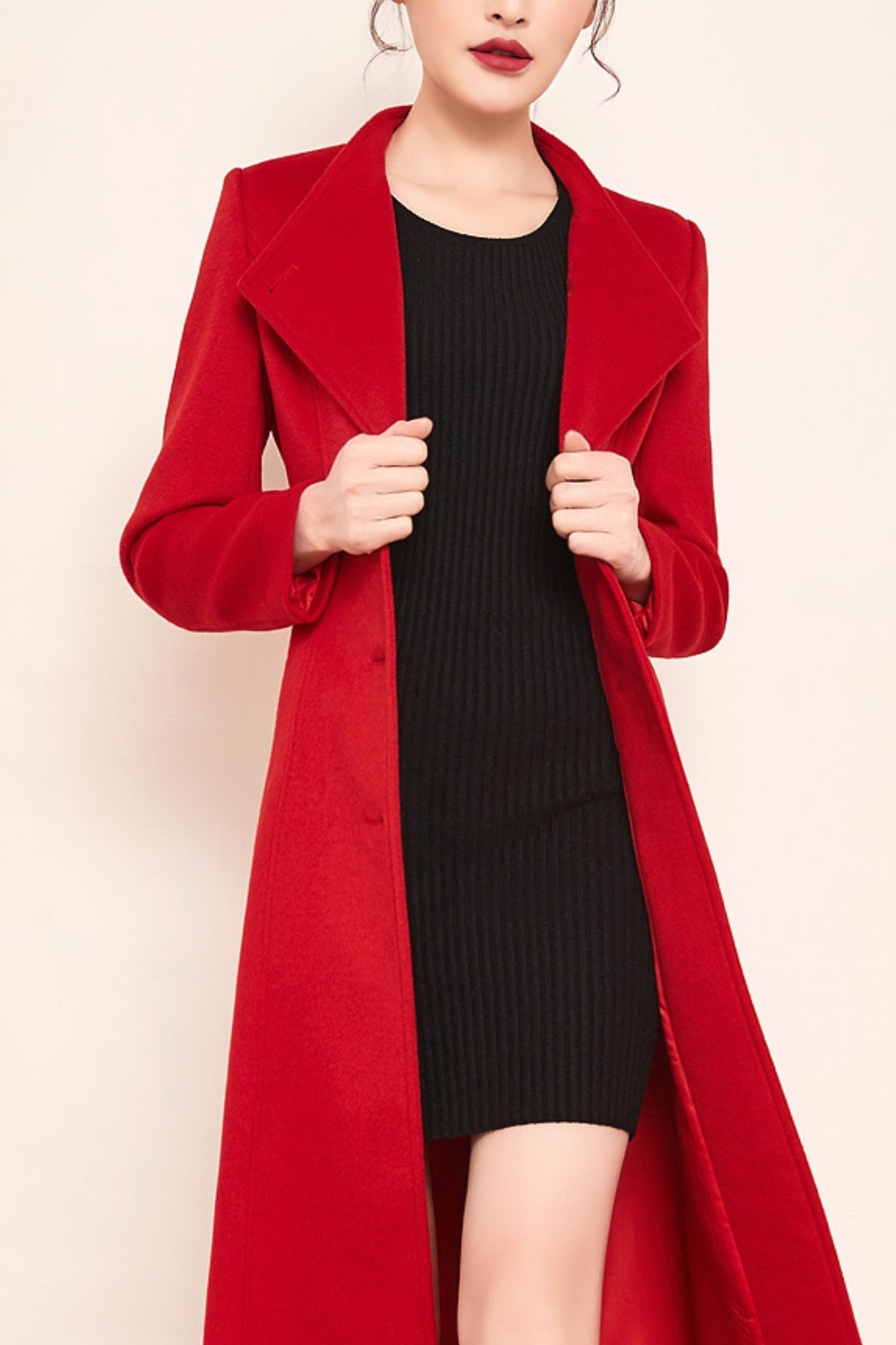 winter long stand-up collar wool coat C4148
