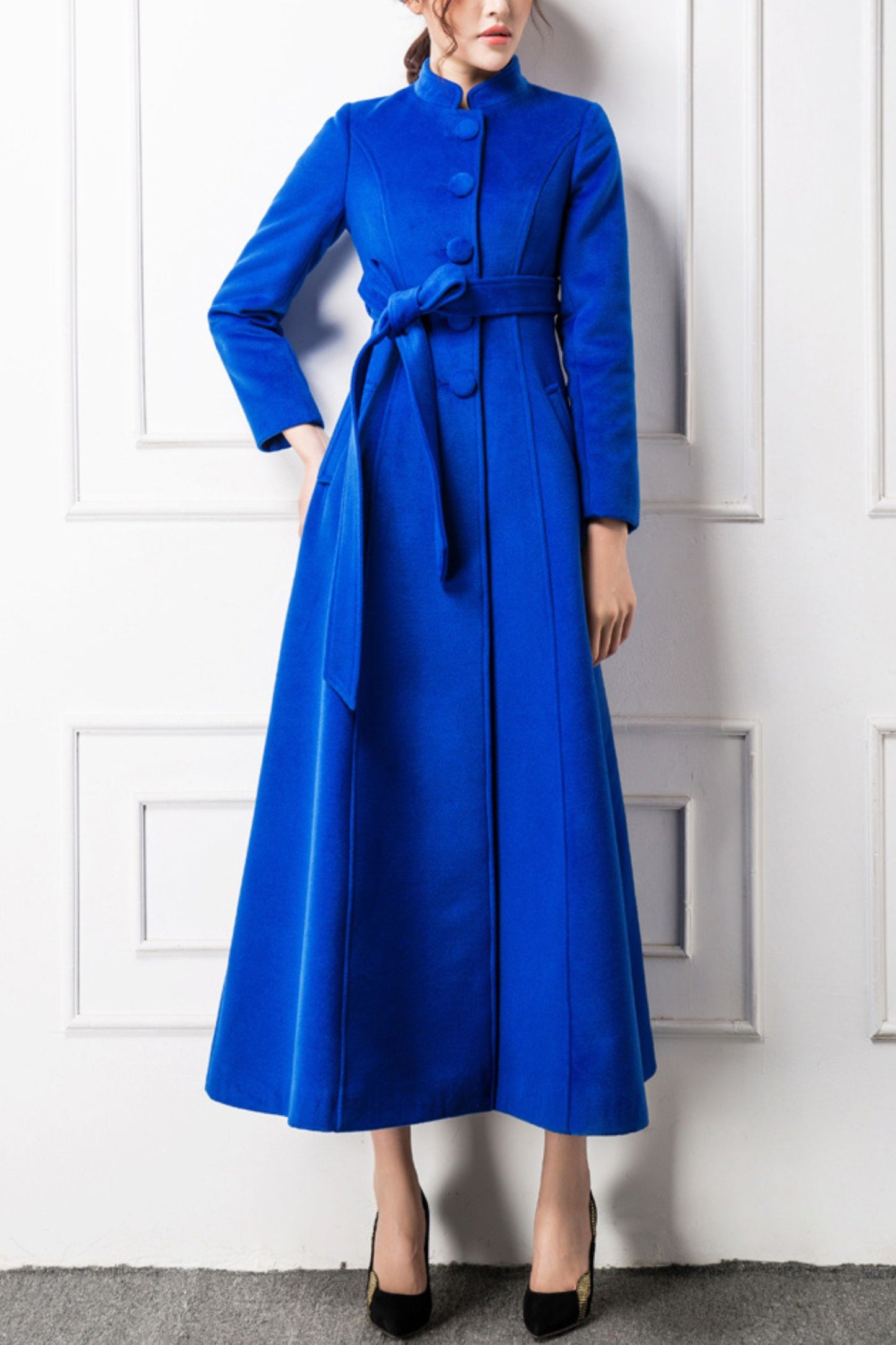 Women's Autumn and winter Blue wool coat C4281