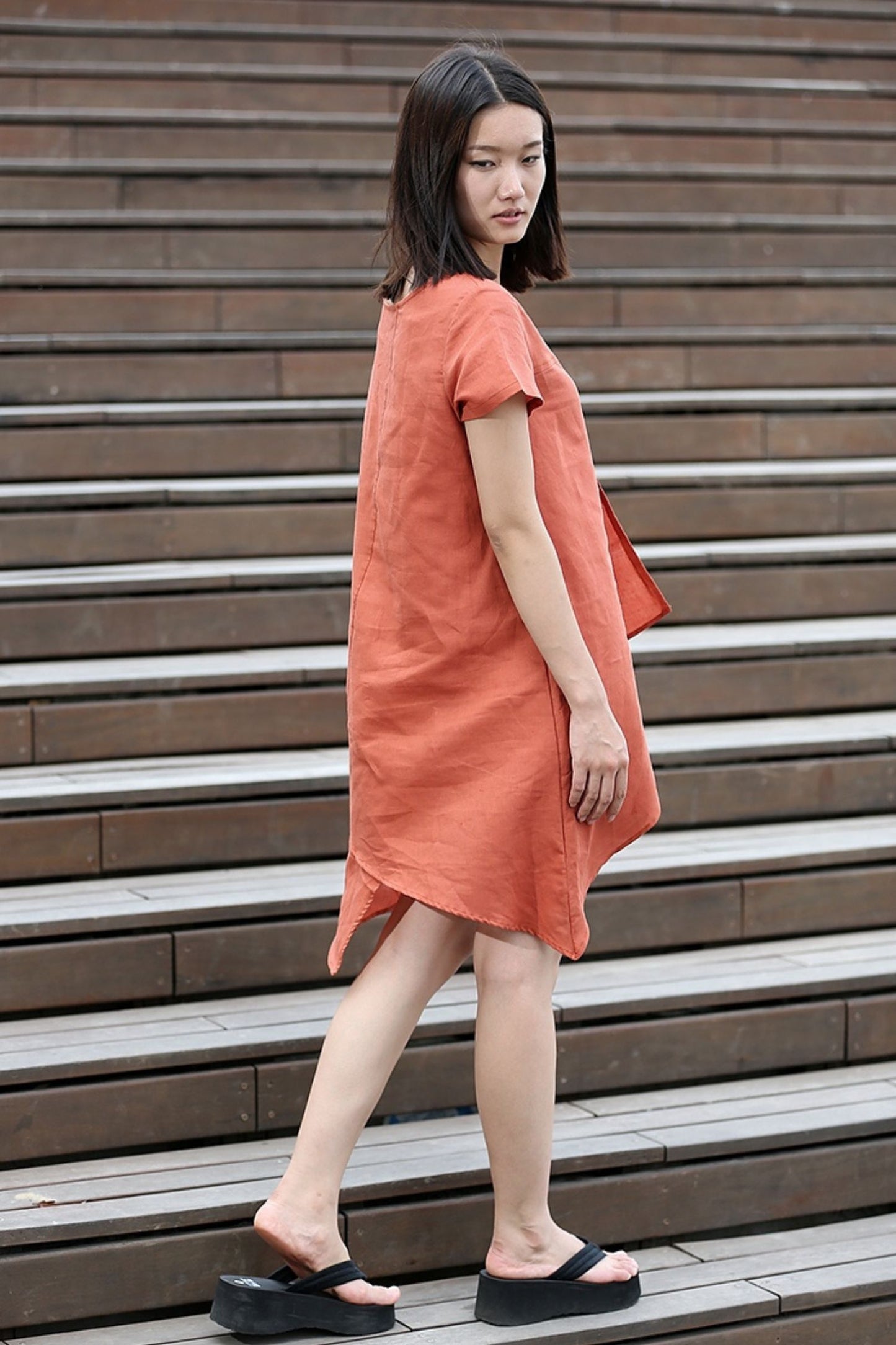 Mini tunic summer Linen Dress C275