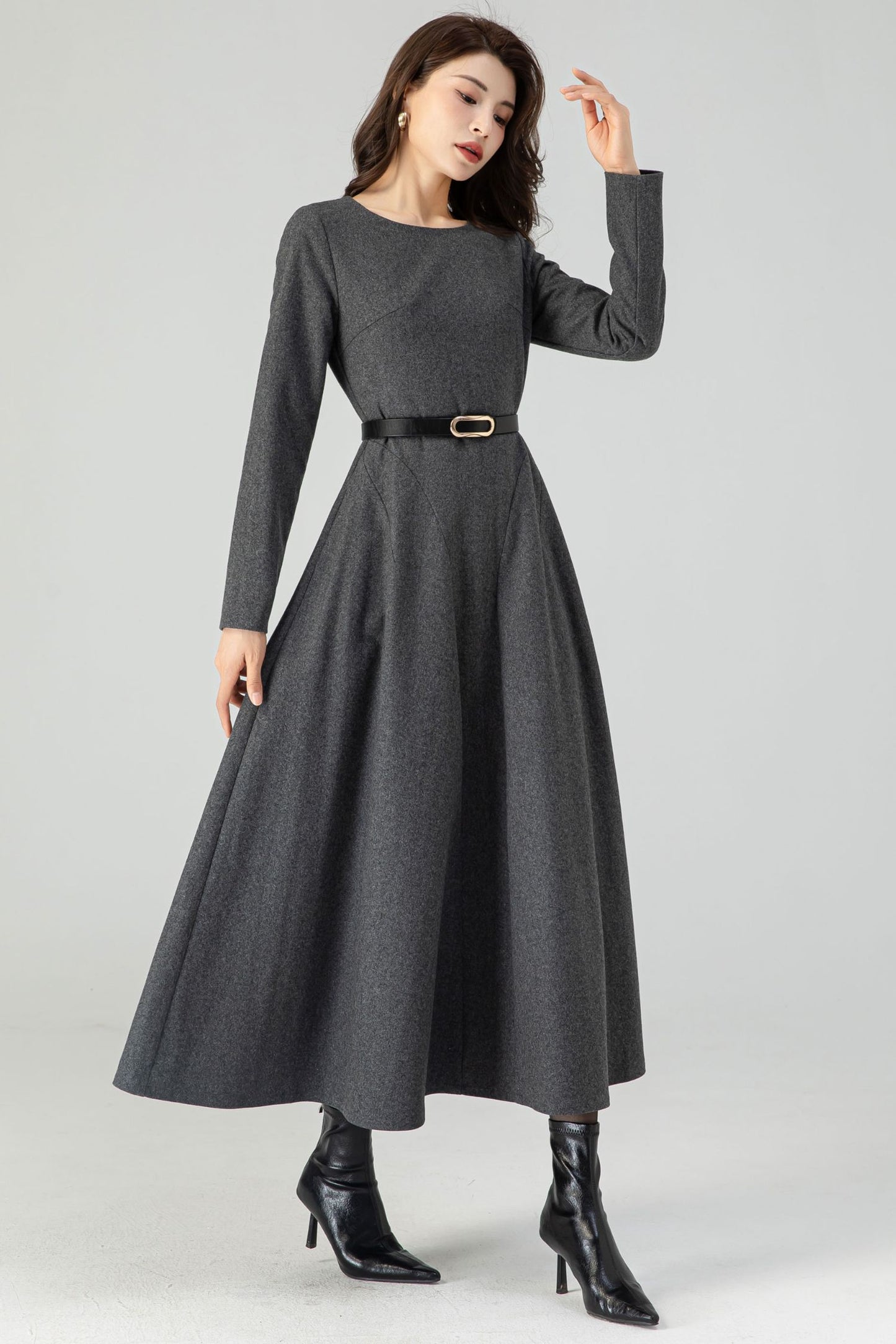 Winter Wool Gray Dress C4317
