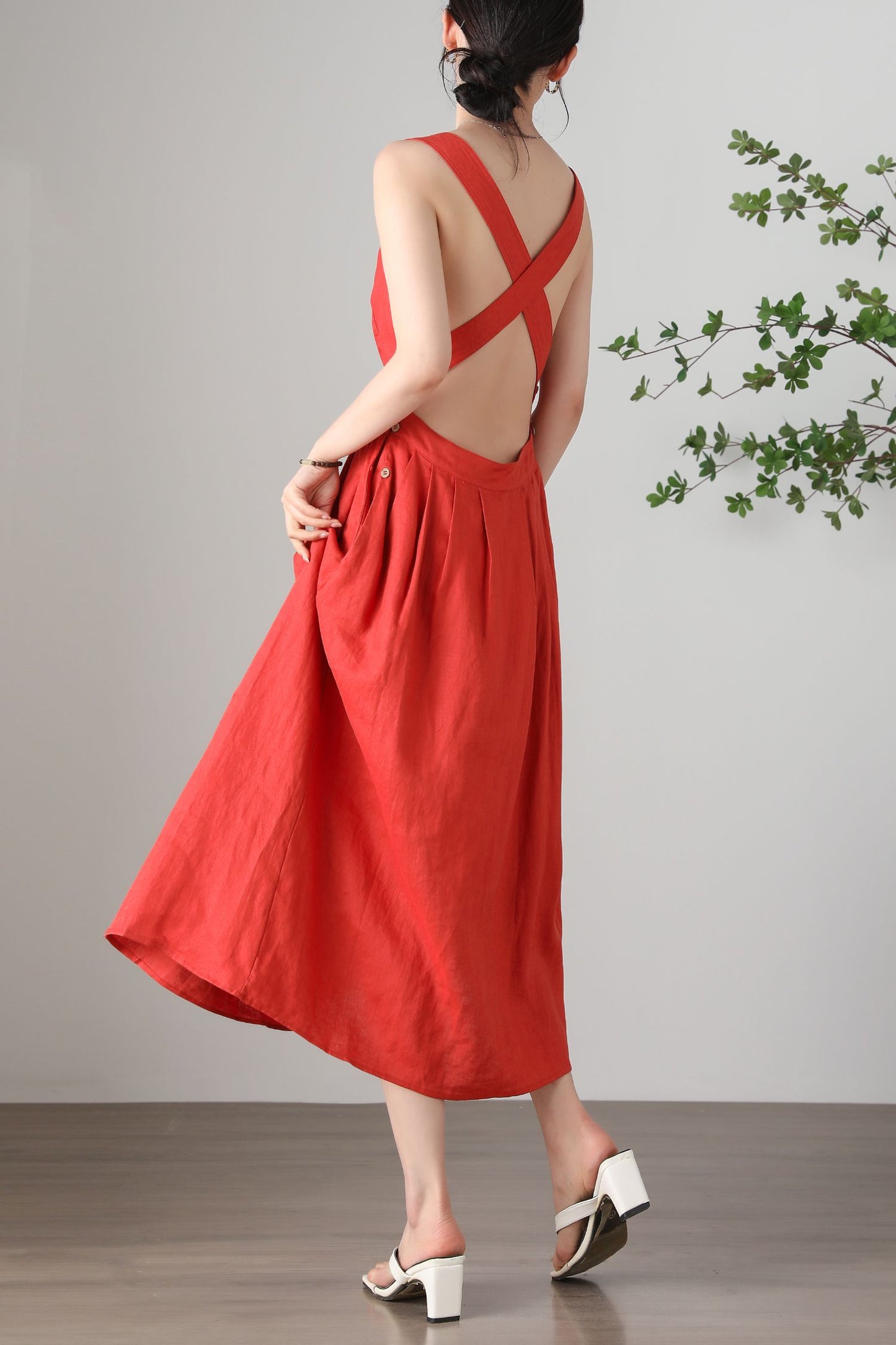 Summer Backless Orange Dress C3261